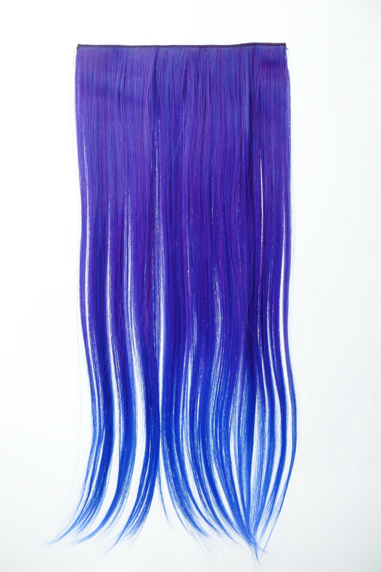 glatte Halbperücke Blauviolett-Neonblau-Mix 60 cm lang