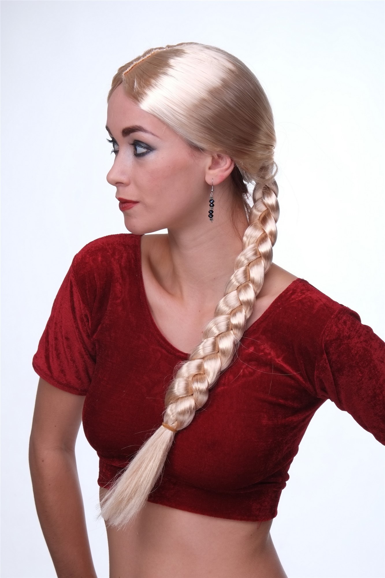 Party/Fancy Dress/Halloween blond Wig with long braid Rapunzel Viking Princess, view 3, WIG ME UP: Your Perücken Online Shop Party Wig, Ladies, Blonde, Braided, long