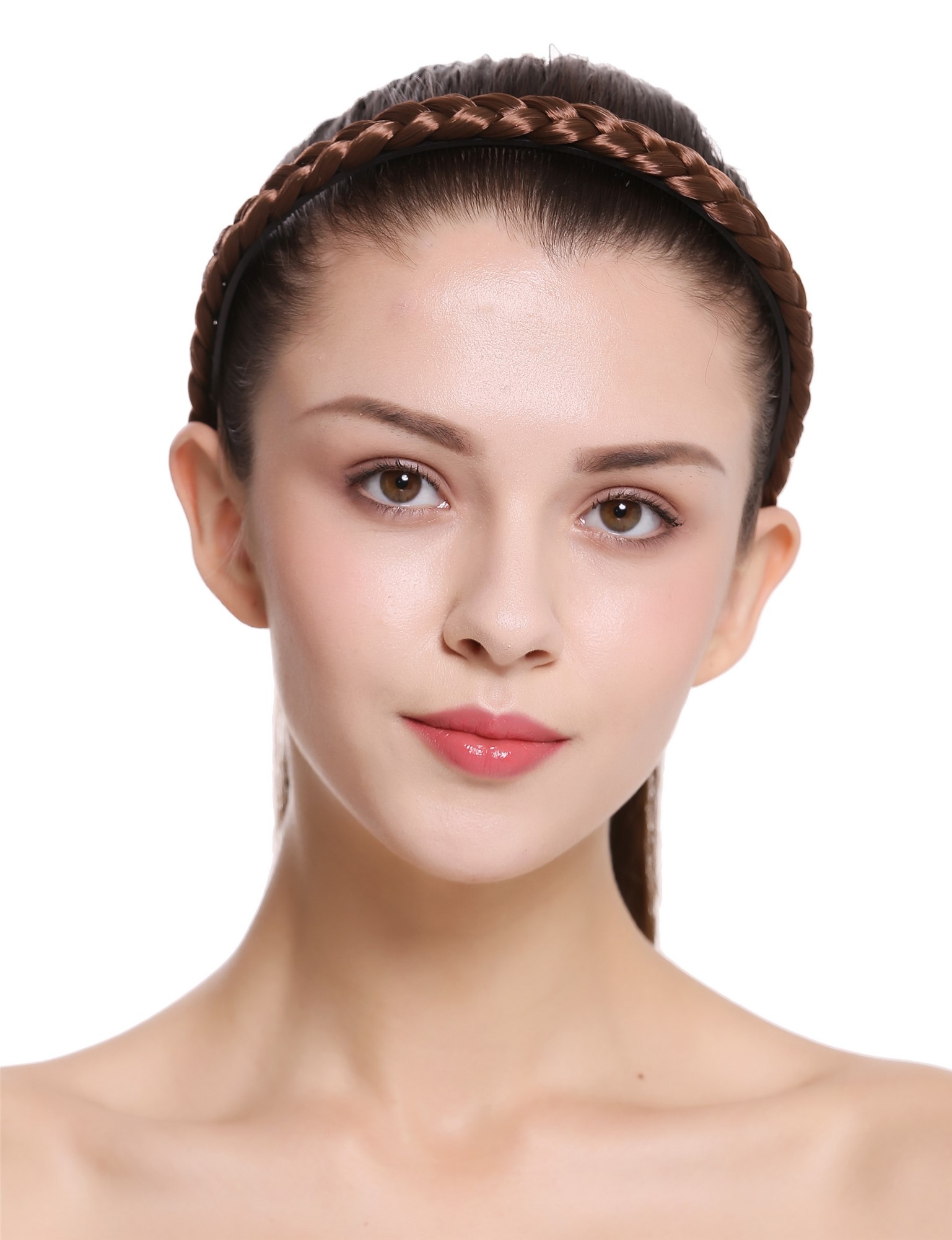 Hair loop Alice band plaited traditional 0.6" slim braid light brown CXT-003, view 3, WIG ME UP: Your Perücken Online Shop Hair Circlets, Brown, Braided, long