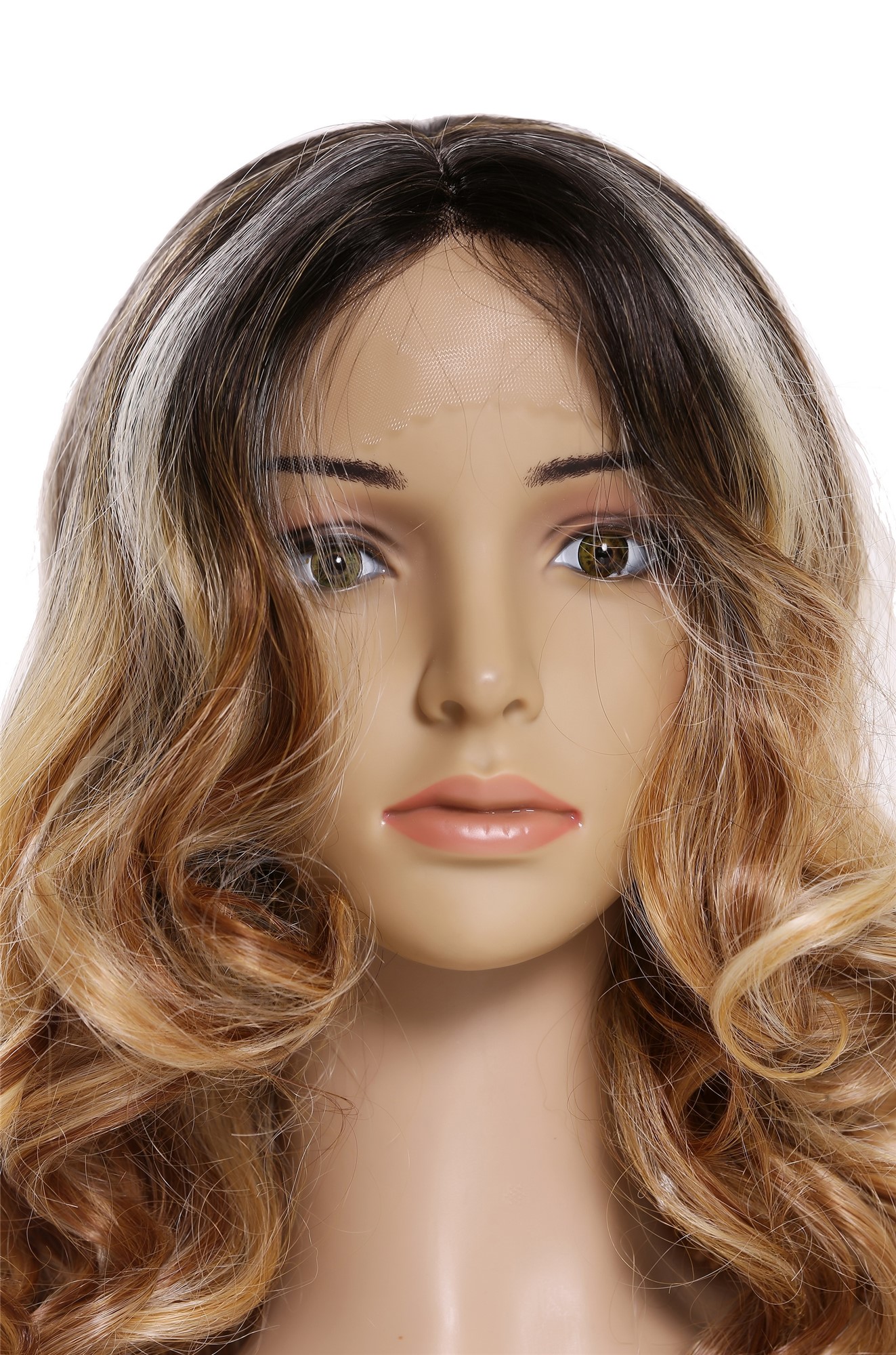 Lady wig lace front middle parting long curls Balayage black blonde platinum, view 6, WIG ME UP: Your Perücken Online Shop Quality Wigs, Ladies, copper blonde-platinum blonde-jet black mix, curled, long