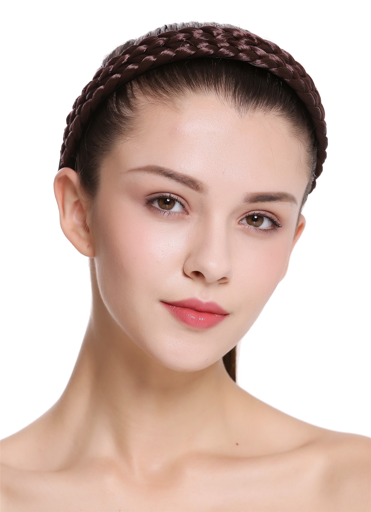 Breiter Haarreif geflochten 2,5 cm breit Mittelbraun CXT-002-008, Ansicht 3, WIG ME UP: Ihr Perücken Online Shop Haarreifen geflochten Mittelbraun 2,5 cm