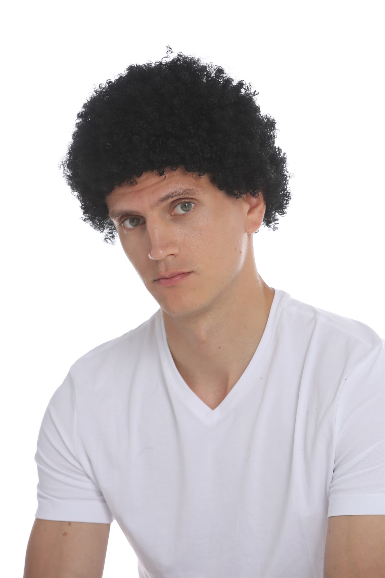 Wig Halloween carnival men women short afro frizzy curly black MMAM-9M, view 5, WIG ME UP: Your Perücken Online Shop Party Wig, Unisex, pitch black, curled, short
