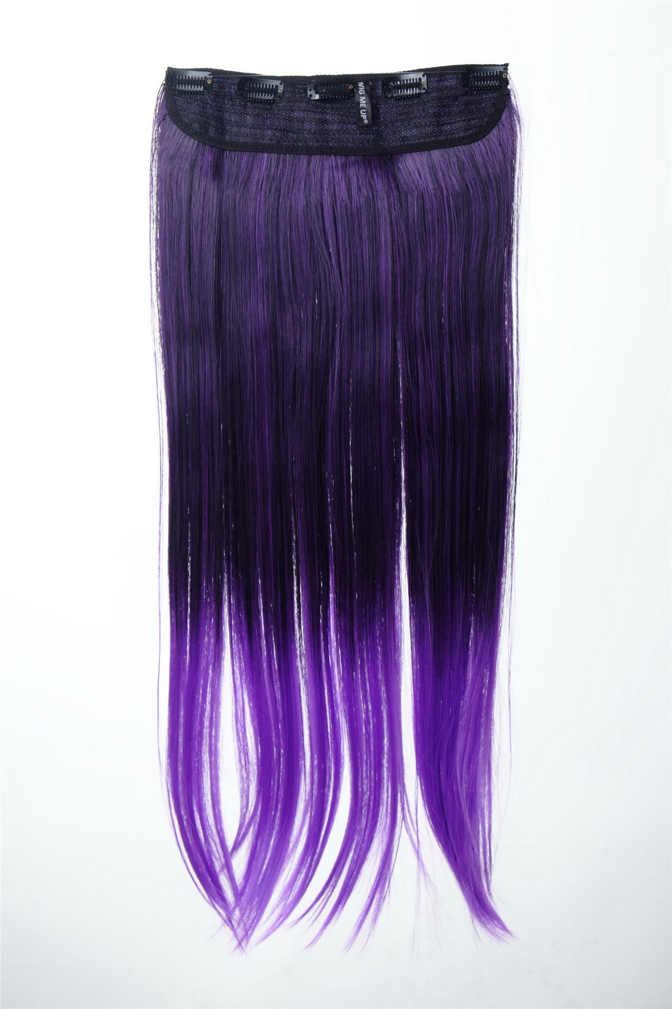 5 Clip-In Extension glatt Ombre Lila Schwarz-Neonviolett-Mix YZF-3179P-1BTT3533, Ansicht 2, WIG ME UP: Ihr Perücken Online Shop glatte Halbperücke Samtschwarz-Neonviolett-Mix 60 cm lang