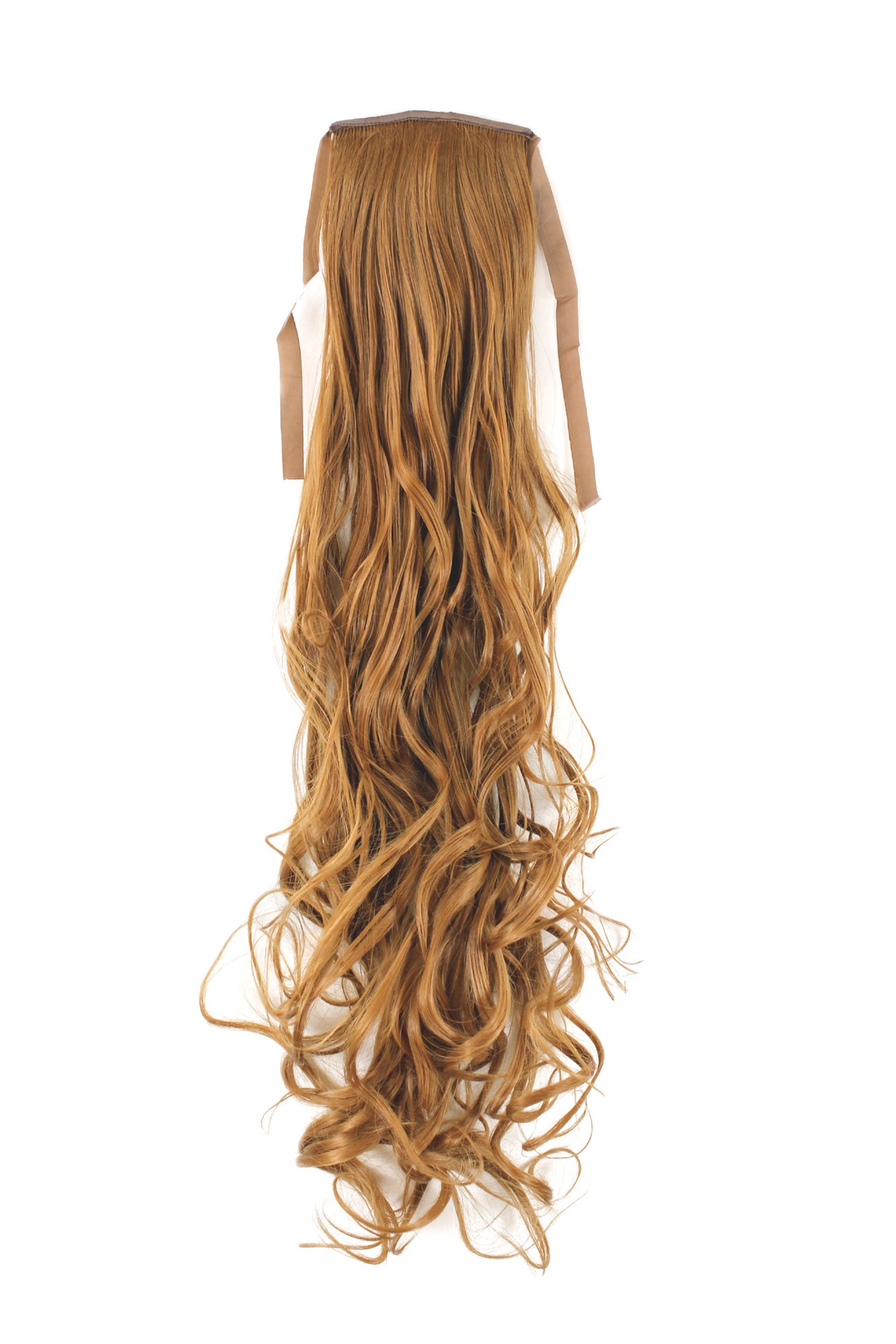 hochwertiger Zopf Haarteil mit Klammer und Band Kupfer-Blond wellig 63 cm YZF-1094HT-27, Vorderansicht, WIG ME UP: Ihr Perücken Online Shop welliges Zopf-Haarteil Kupferblond 63 cm lang