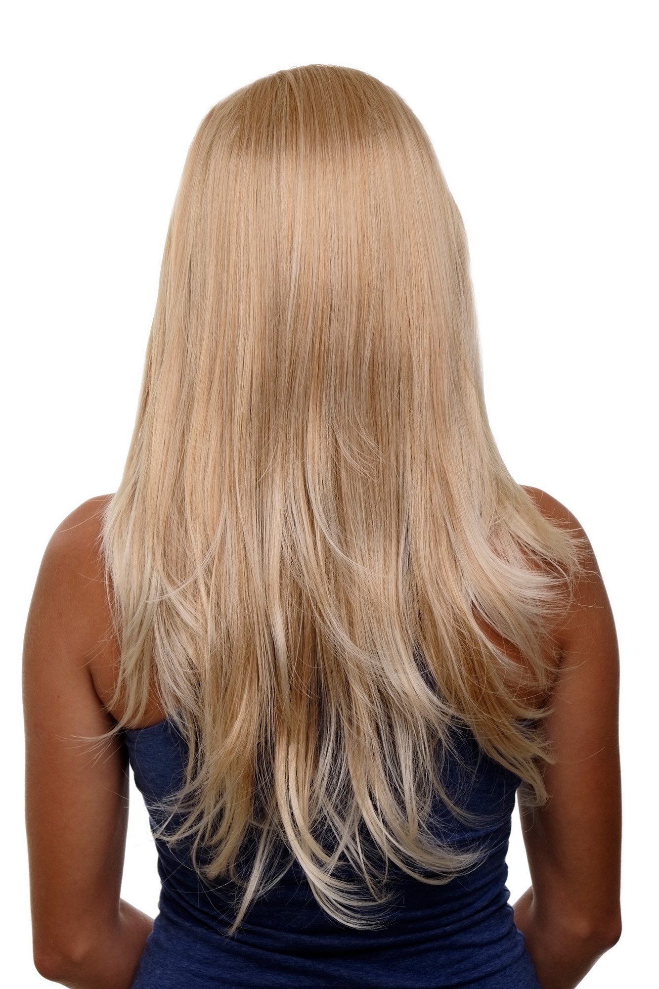 glatte Halbperücke Erdbeerblond-Lichtblond 60 cm lang