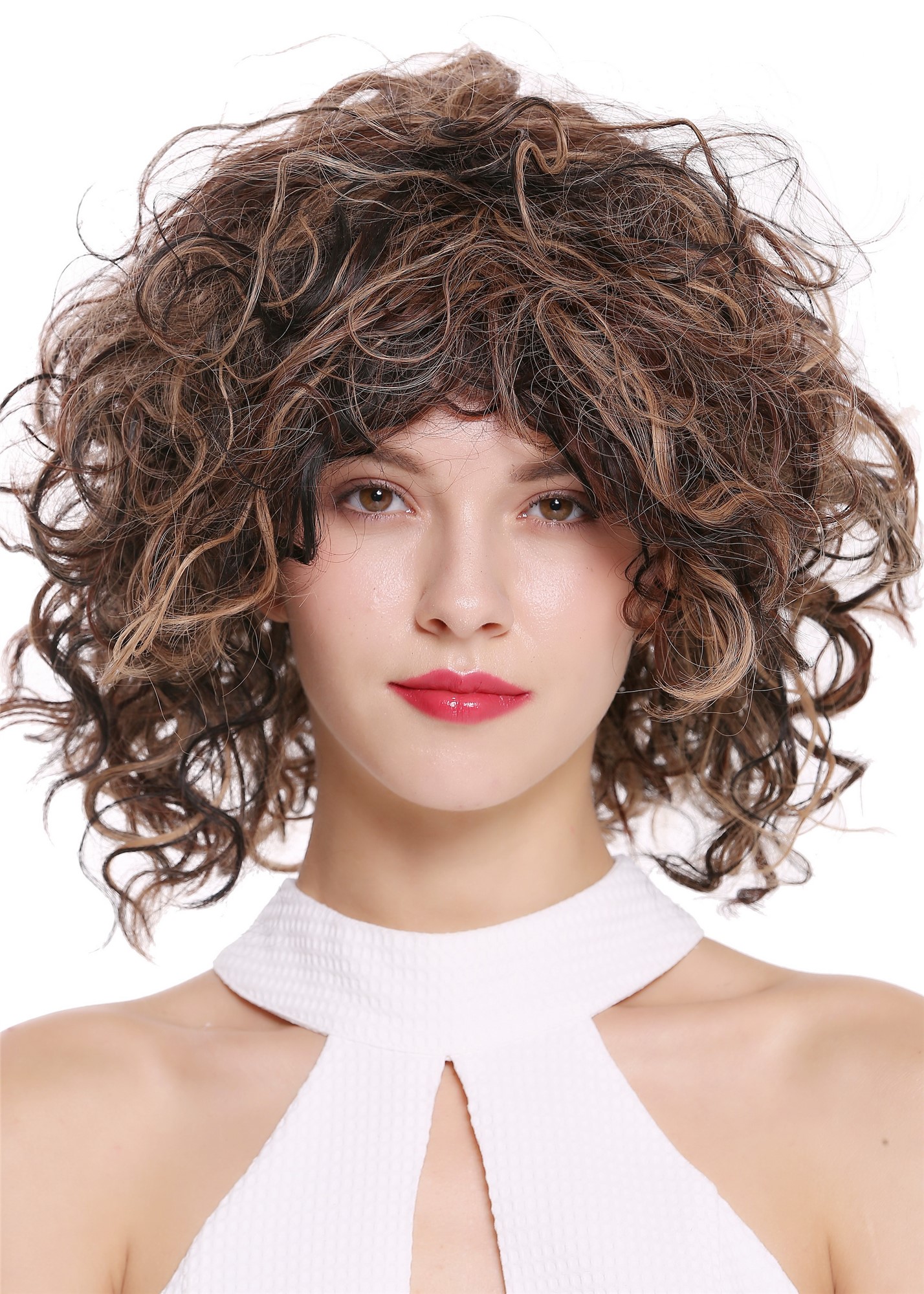 Lady wig short medium length wild curls voluminous mahogany brown blond DW-2698, view 3, WIG ME UP: Your Perücken Online Shop Quality Wigs, Ladies, brown-ash blonde, curled, shoulder-length