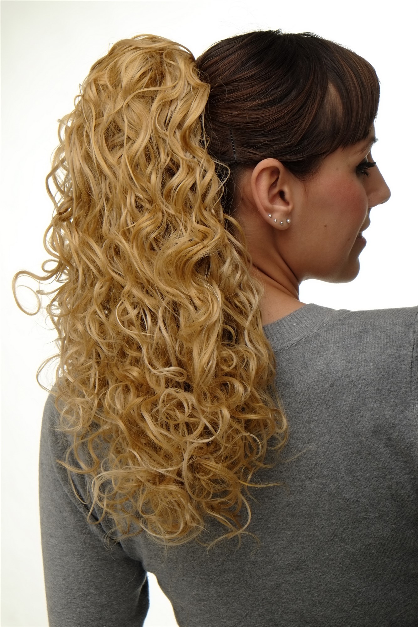 Hairpiece Ponytail with 2 combs/clips & elastic draw string long full curls voluminous mixed blond, view 5, WIG ME UP: Your Perücken Online Shop Ponytails, golden blonde-light blonde mix, curled, shoulder-length