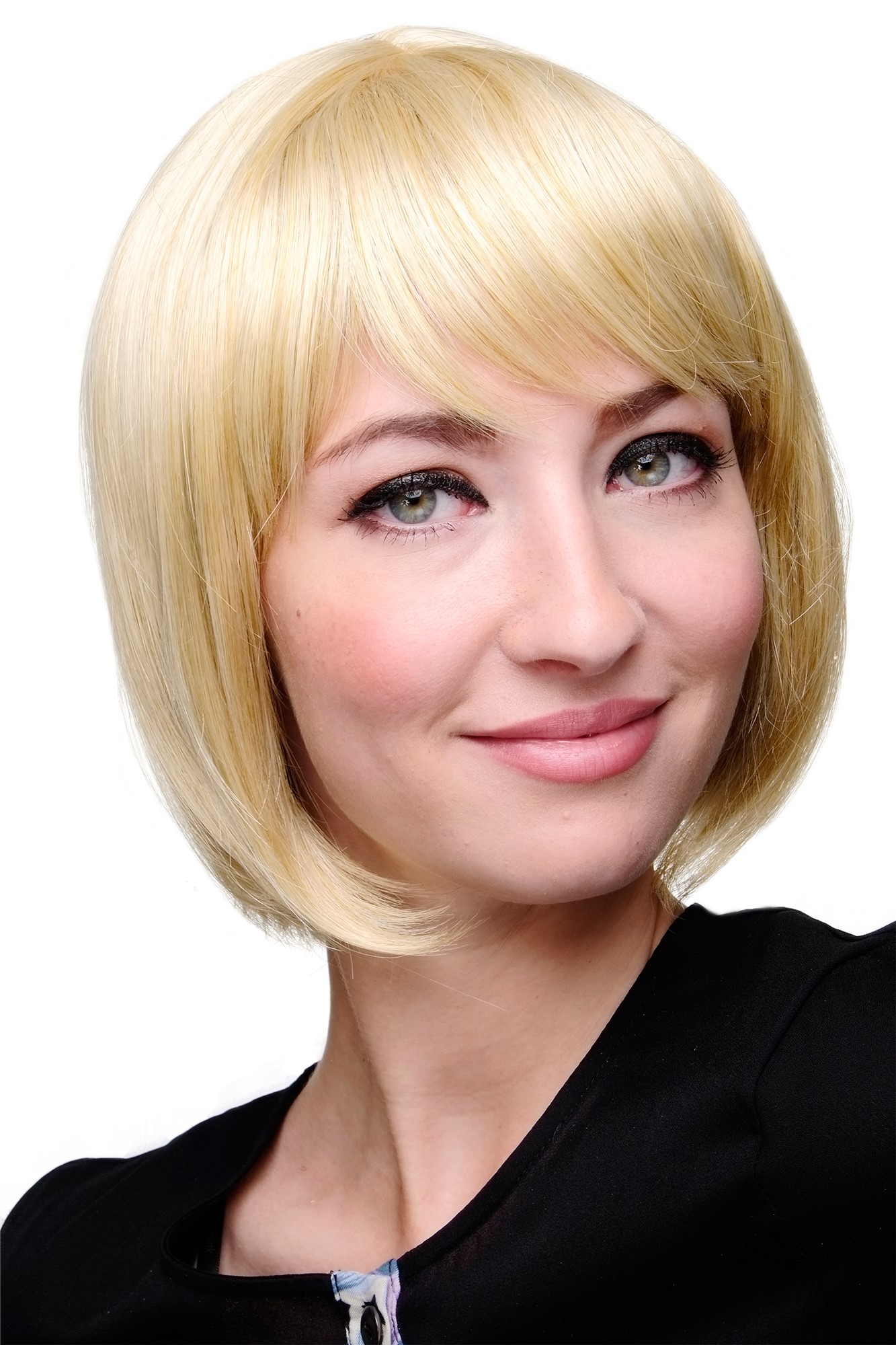 glatte Tressen-Perücke mit Kopfhaut-Imitat Helles Goldblond kurze Haare für Damen