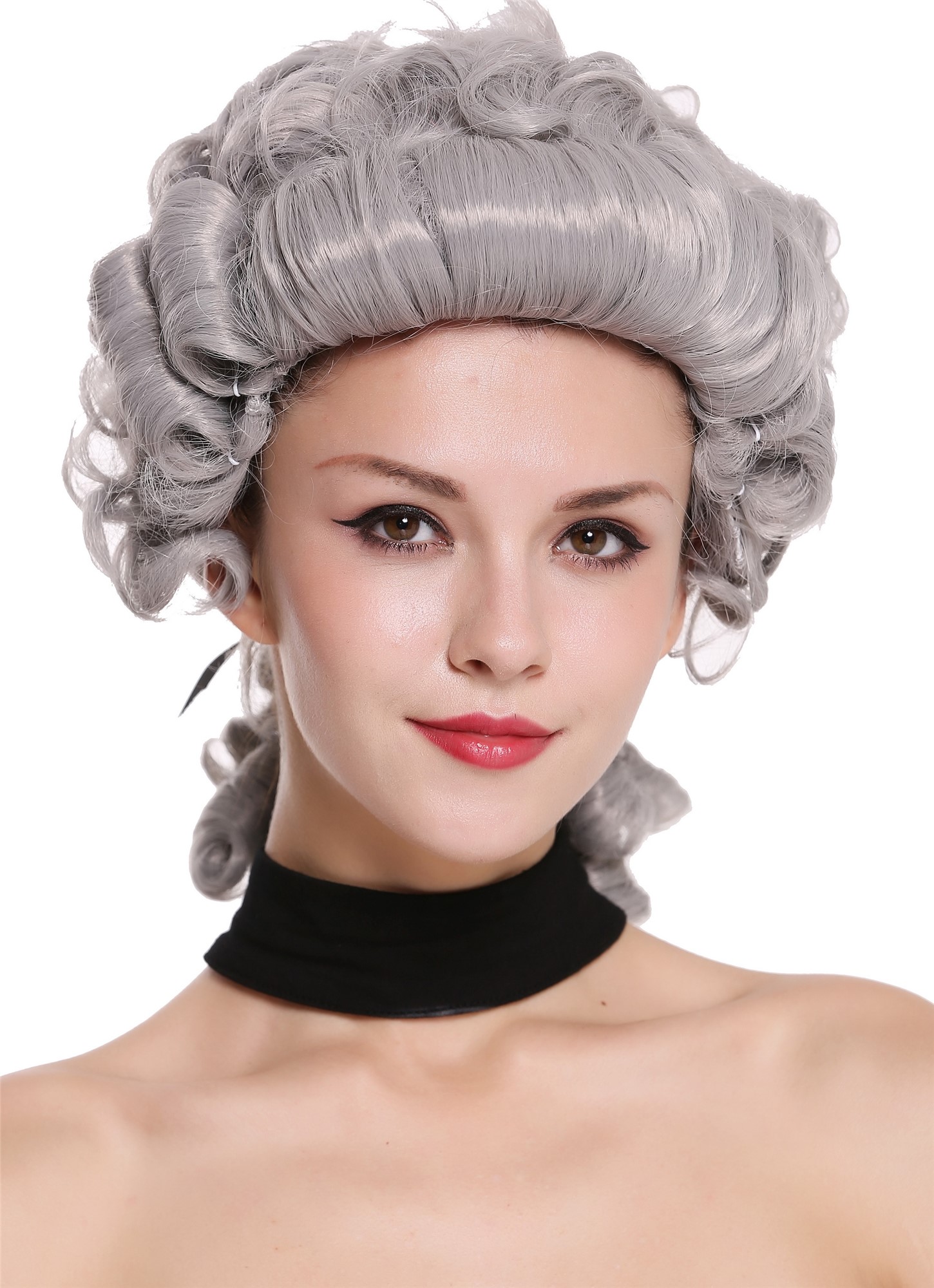Man Lady party wig Baroque aristocrat lord curls long ponytail gray grey 910219, view 4, WIG ME UP: Your Perücken Online Shop Party Wig, Men, Grey, curled, shoulder-length