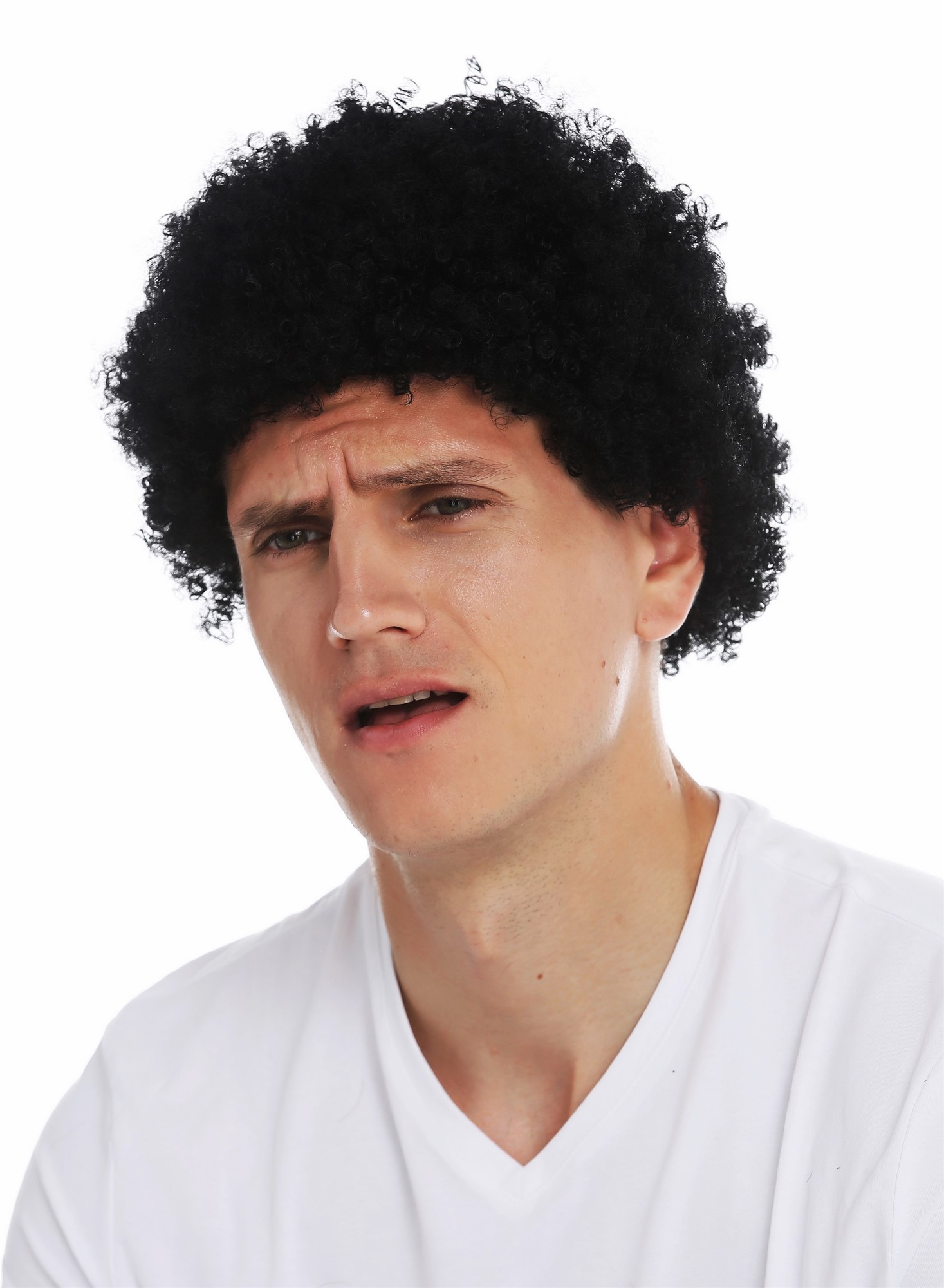 Wig Halloween carnival men women short afro frizzy curly black MMAM-9M, view 2, WIG ME UP: Your Perücken Online Shop Party Wig, Unisex, pitch black, curled, short