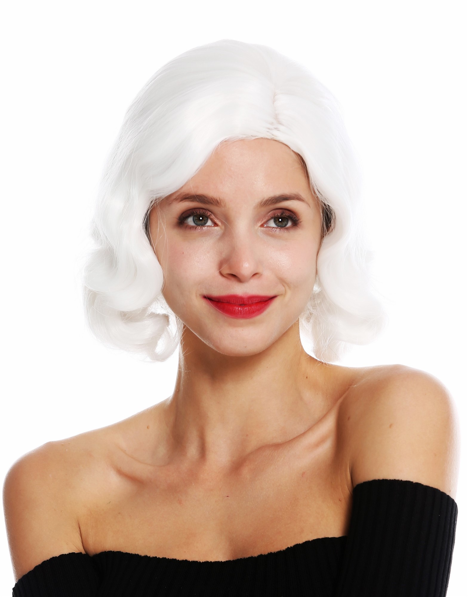 Lady wig 20's swing jazzy Charleston Chicago middle parting wavy white GFW1726, front view, WIG ME UP: Your Perücken Online Shop Quality Wigs, Ladies, blossom white, wavy, short