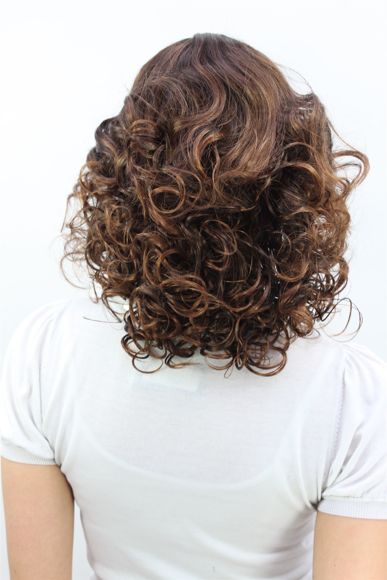 Lady wig romantic look cute curls curled brunette chestnut brown mix 4019 , view 3, WIG ME UP: Your Perücken Online Shop Quality Wigs, Ladies, black-brown and copper-brown, curled, shoulder-length