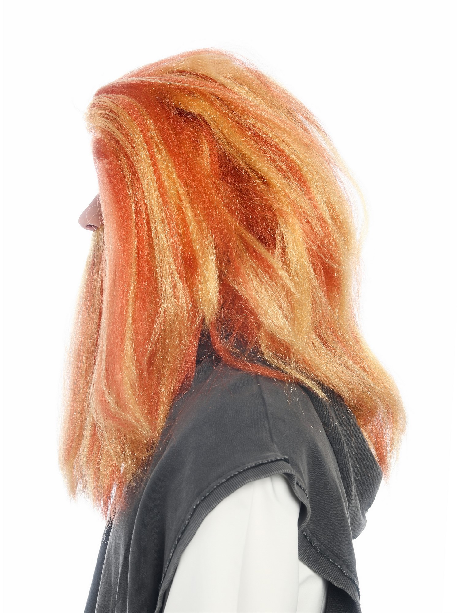 wellige Party-Perücke Rostrot-Goldblond-Mix 55 cm lange Perücke für Herren