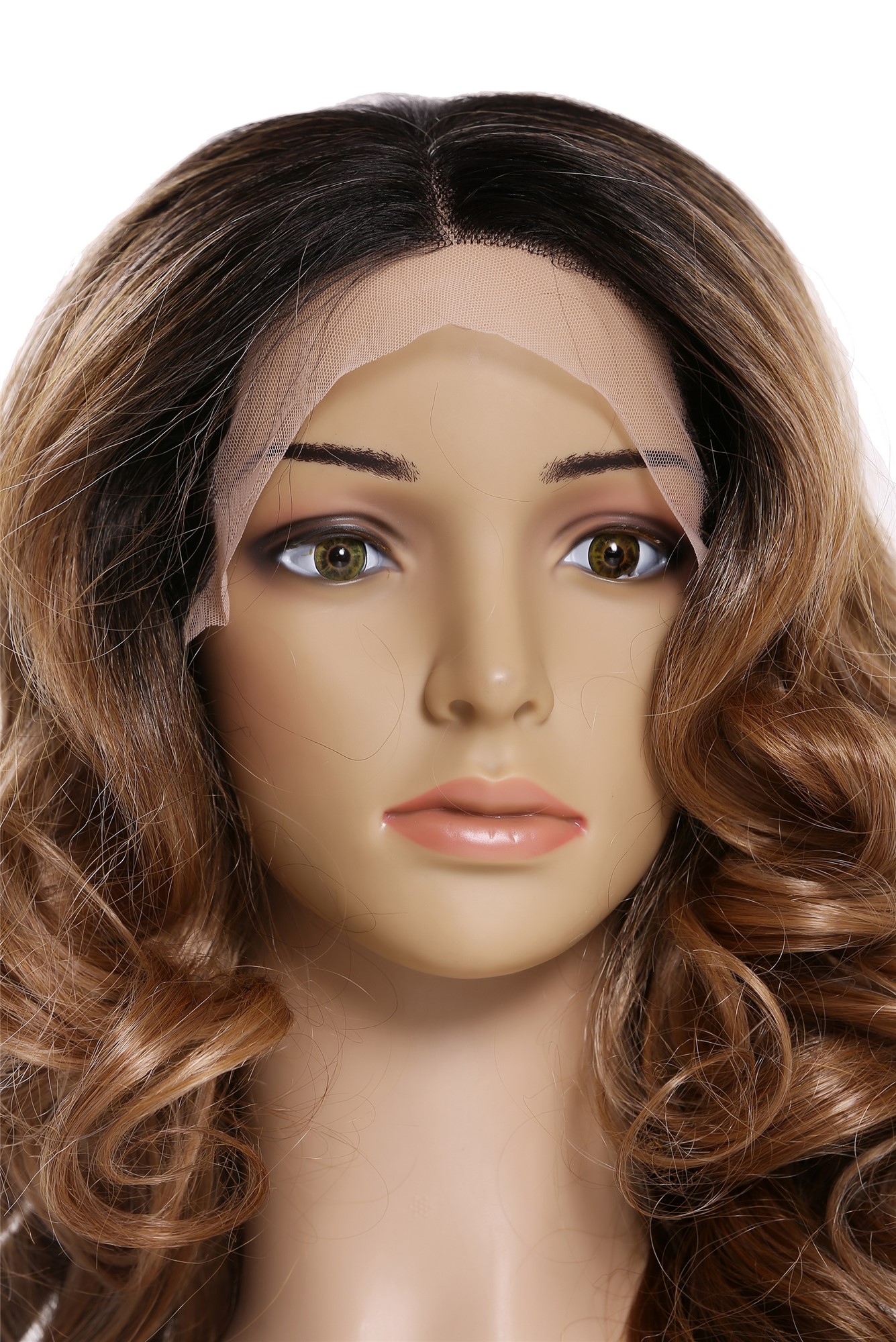 Quality Wigs, Ladies, strawberry blonde-copper brown-platinum blonde-velvet black mix, curled, long