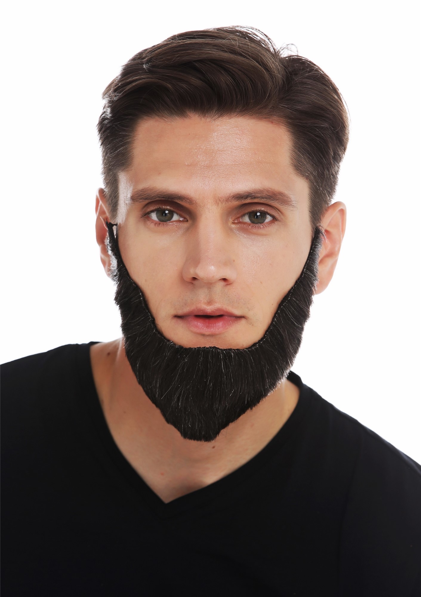 günstige Party Perücke, Bart Vollbart selbstklebend dunkelbraun meliert 70714-FR2M-613, Ansicht 2, WIG ME UP: Ihr Perücken Online Shop glatte Party Perücke Dunkelbraun-Platinblond-Mix kurze Haare für Herren