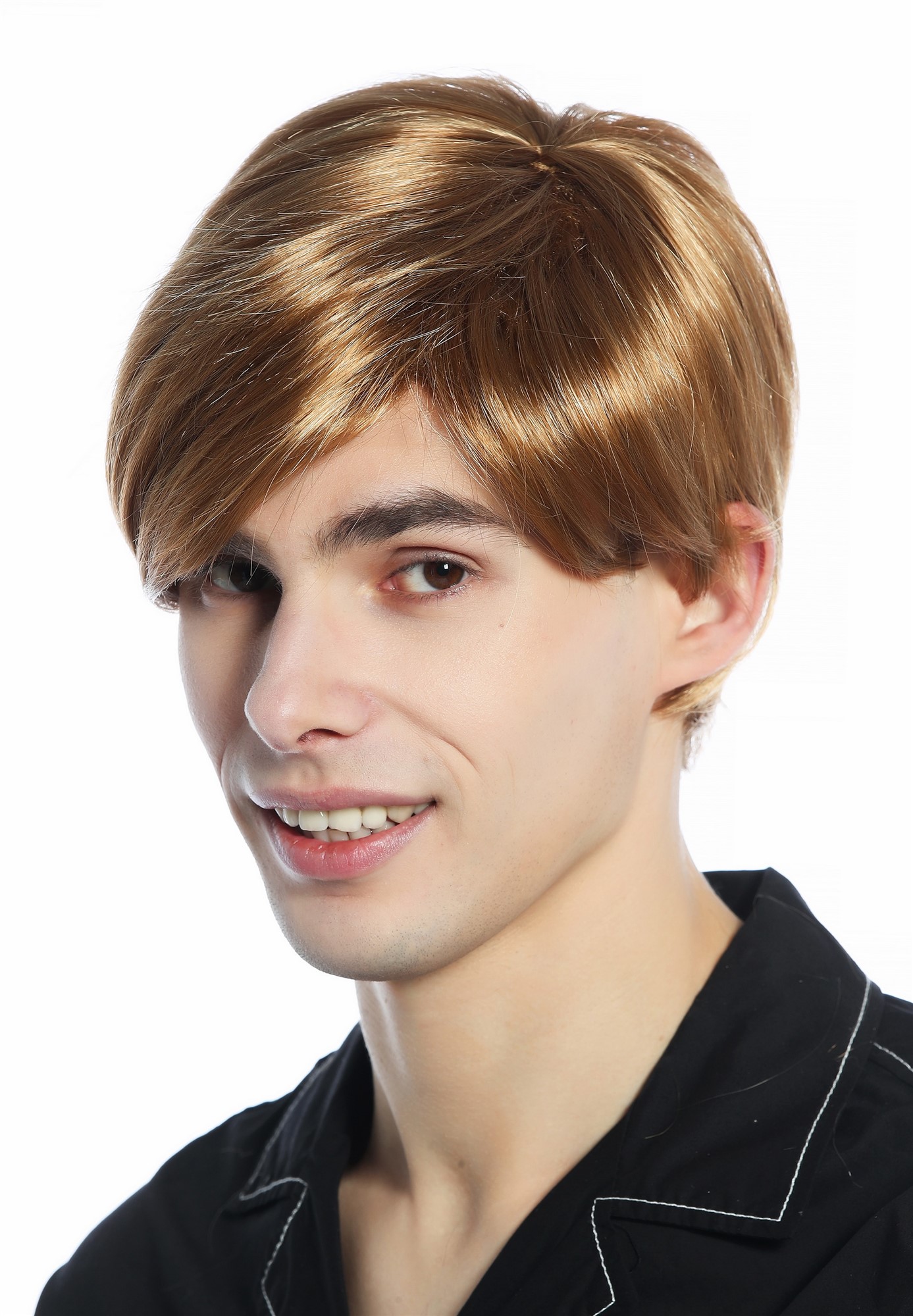 hochwertige Qualitätsperücken, Perücke Herren kurz glatt gescheitelt Scheitel Dunkelblond M230-19, Ansicht 2, WIG ME UP: Ihr Perücken Online Shop glatte Tressen-Perücke Dunkelblond kurze Haare für Herren
