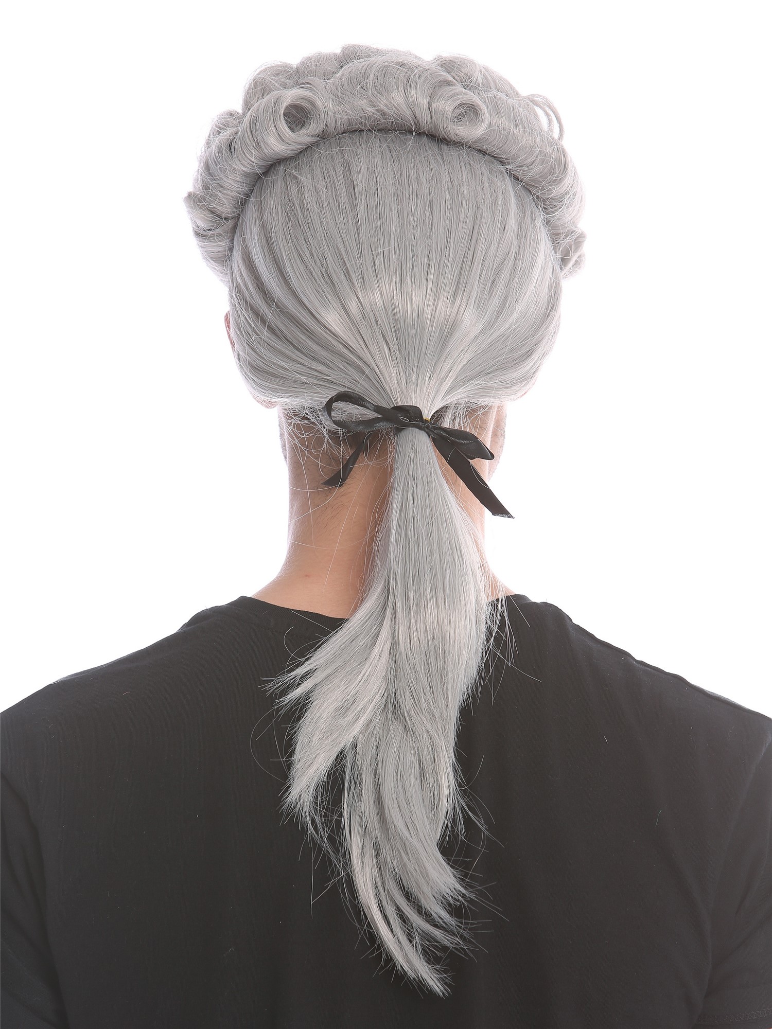 Party wig men baroque Lord Judge Poet Noble dark grey gray curls ponytail DH1126, view 5, WIG ME UP: Your Perücken Online Shop Party Wig, Men, Grey, curled, shoulder-length