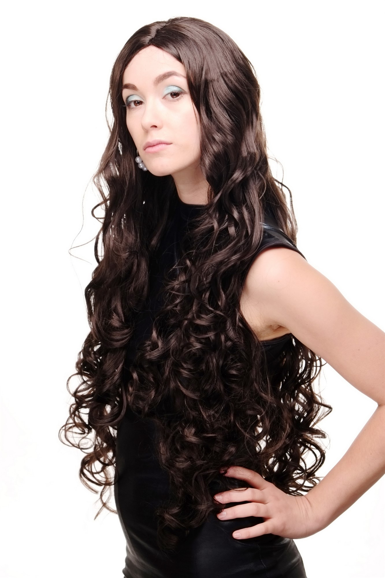 WIG ME UP ® GFW2035-6 Lady  Wig extremely long wavy to curly middle parting brown 30", view 3, WIG ME UP: Your Perücken Online Shop Quality Wigs, Ladies, Brown, wavy, very long