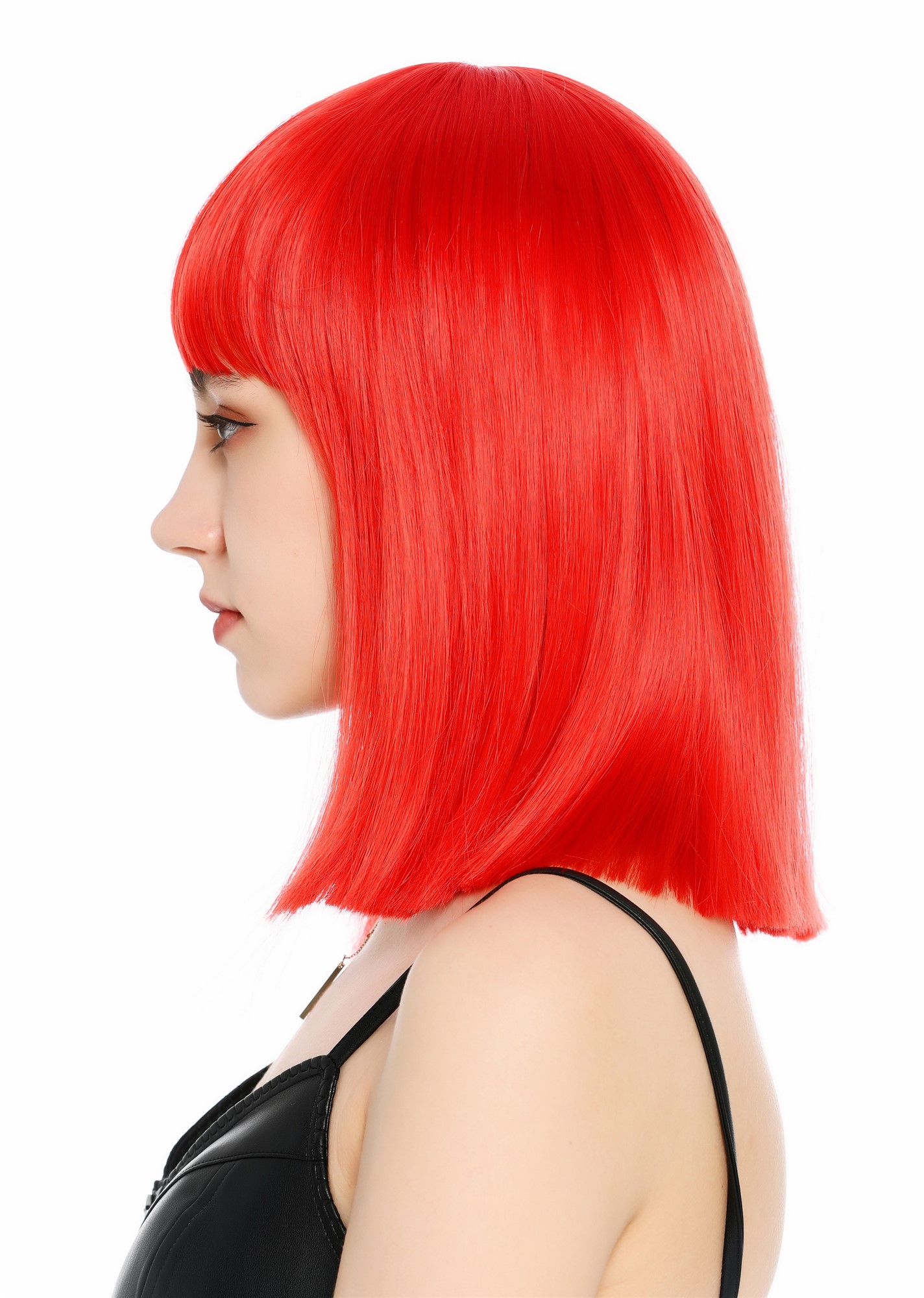 Damenperücke schulterlang blunt cut glatt breiter Pony Disco Rot SZL1498-DHT113