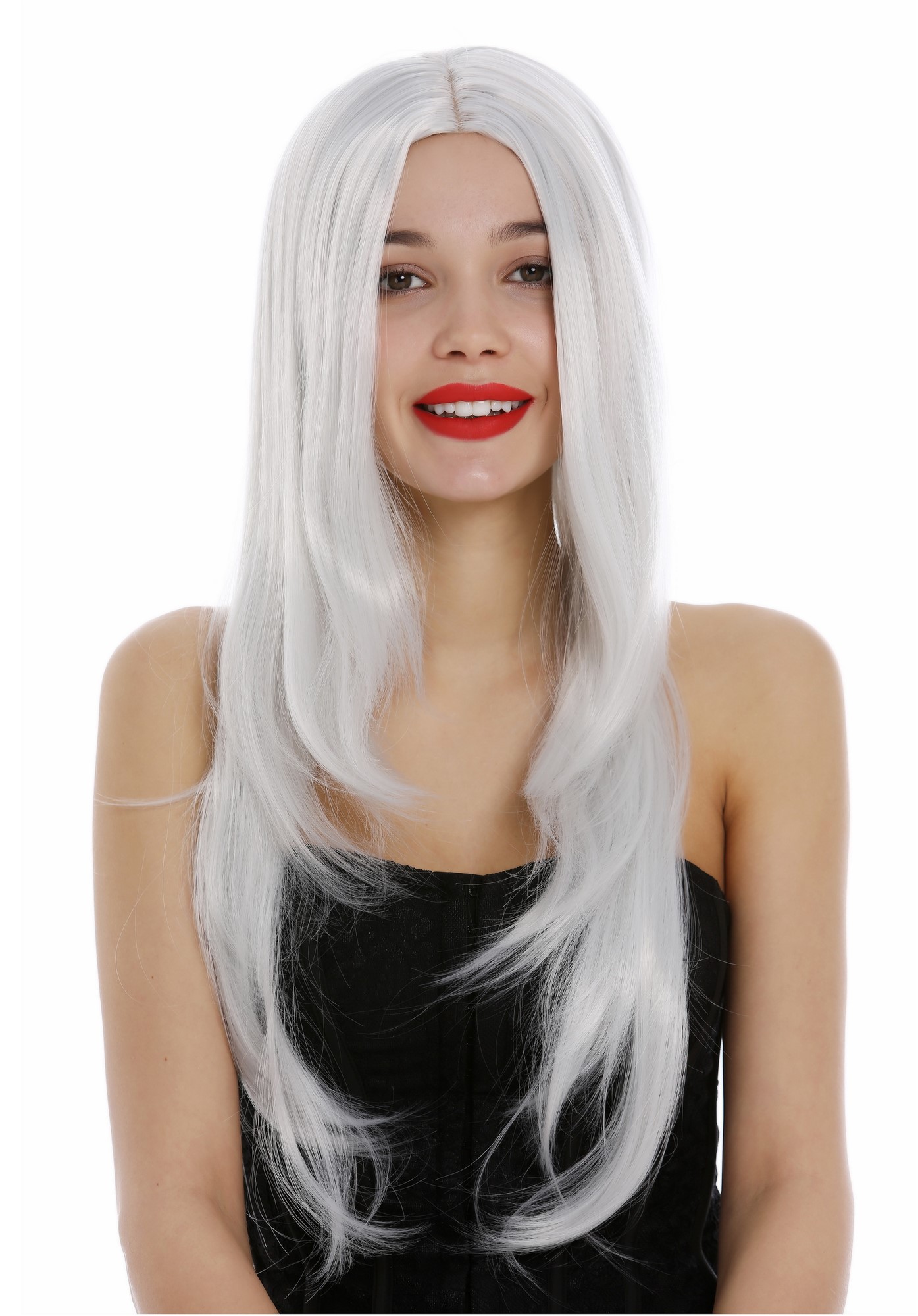 Lady wig long parting layered straight sleek light white-ish gray Fairy Elf 3217, view 2, WIG ME UP: Your Perücken Online Shop Quality Wigs, Ladies, white-gray, straight, very long