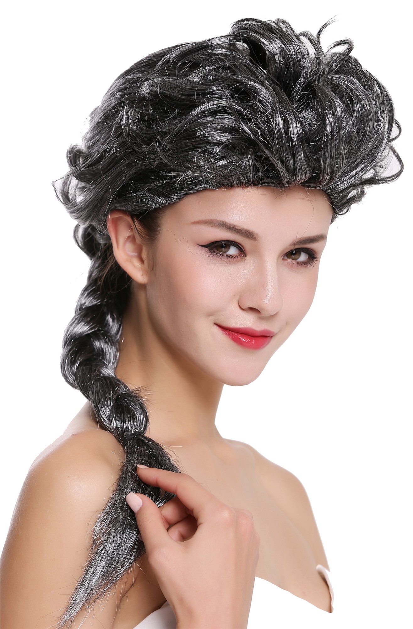 Party Wig, Ladies, Grey, Braided, long