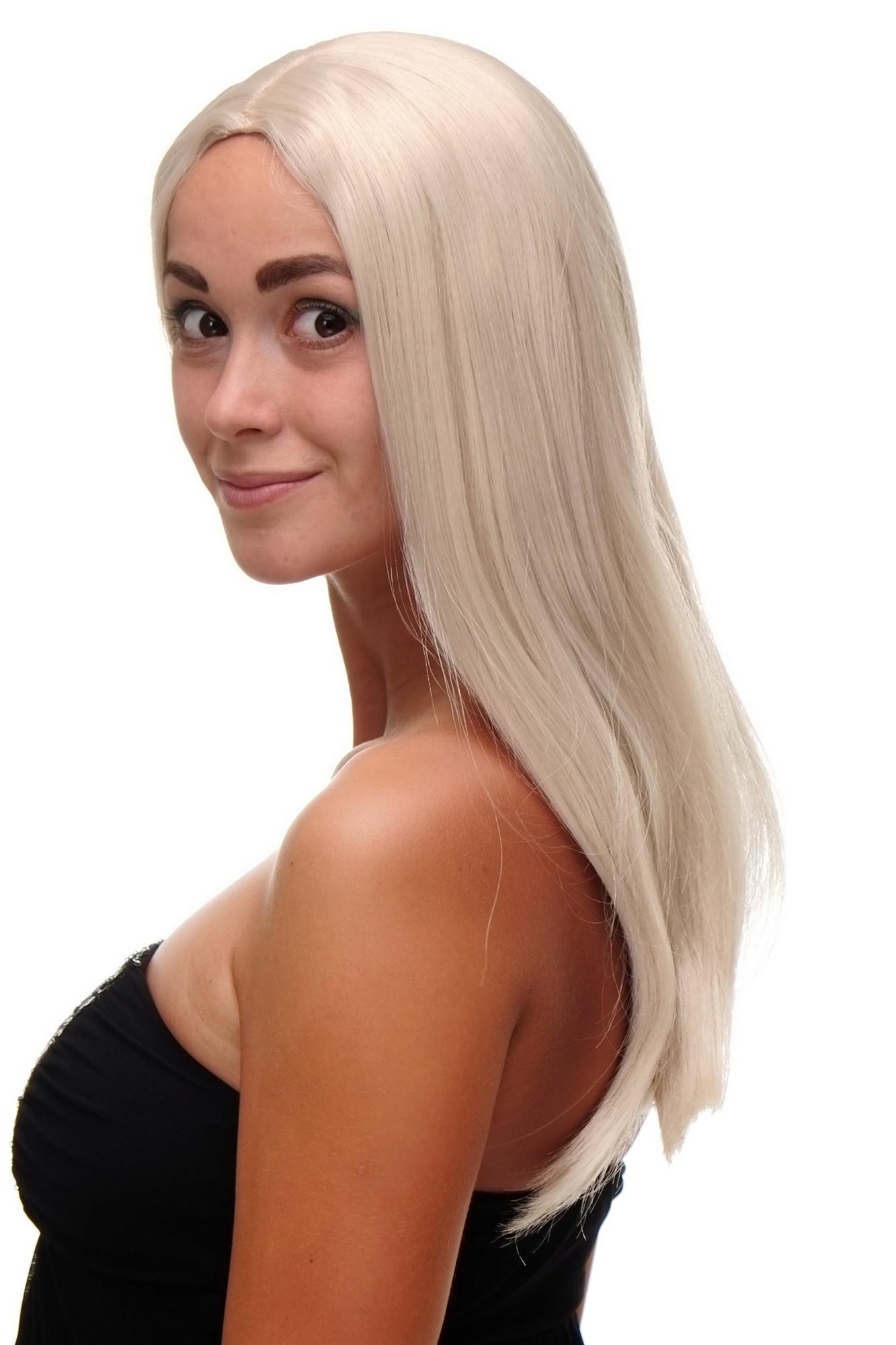 hochwertige Qualitätsperücken, Damen Perücke lang glatt Mittelscheitel Hellblond-Goldblond-Mix SA-151-303/220, Ansicht 3, WIG ME UP: Ihr Perücken Online Shop glatte Tressen-Perücke mit Kopfhaut-Imitat Blond-Mix lange Haare für Damen