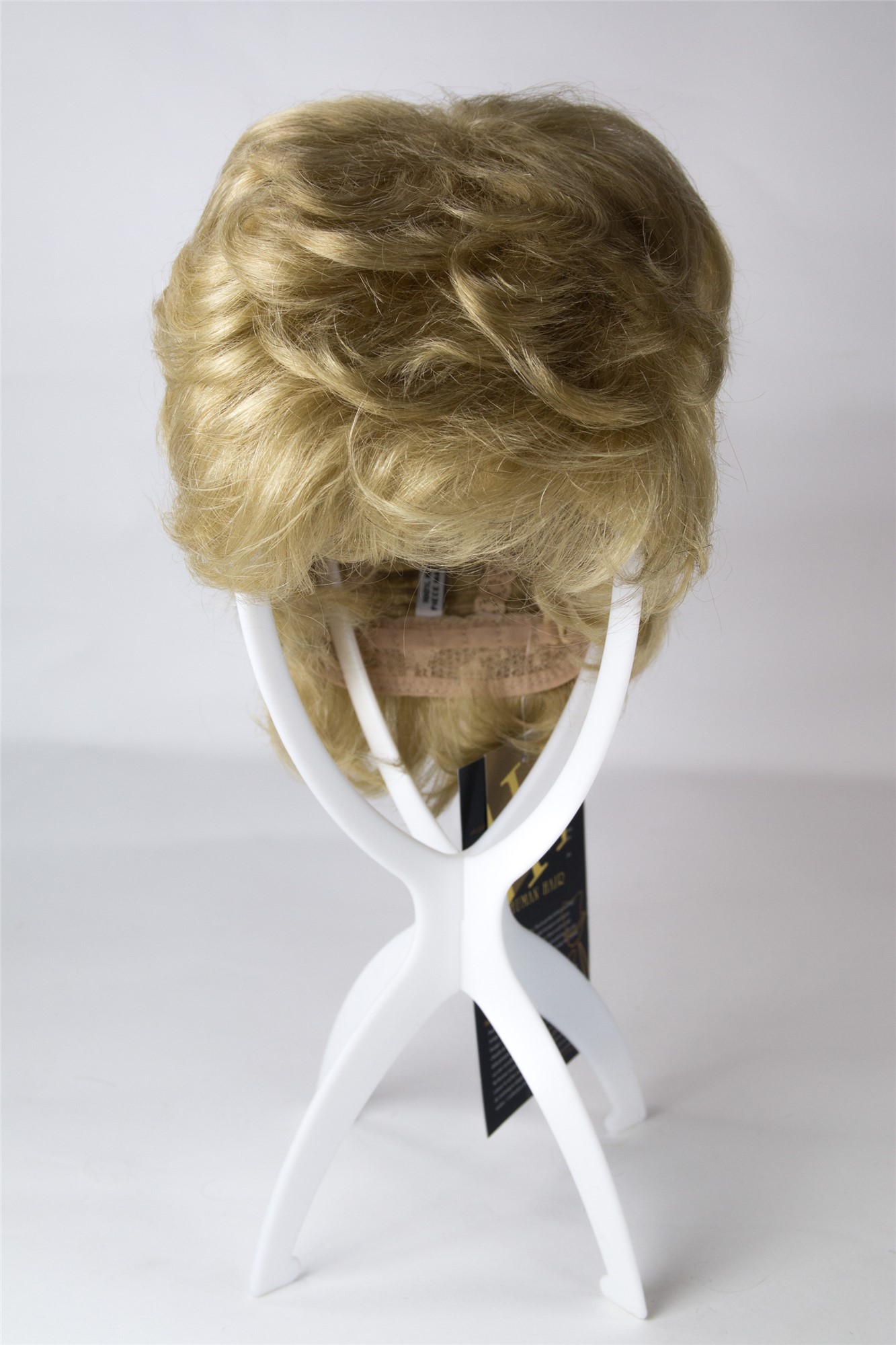 Quality Wigs, Unisex, ash blonde, wavy, short, 100% Human Hair