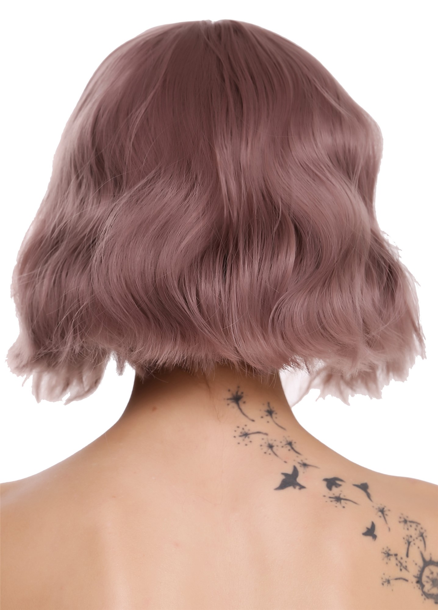 Lady wig short bangs fringe long-bob voluminous wild wavy waved pale pink DL-052, view 2, WIG ME UP: Your Perücken Online Shop Quality Wigs, Ladies, dark pastel pink, wavy, short