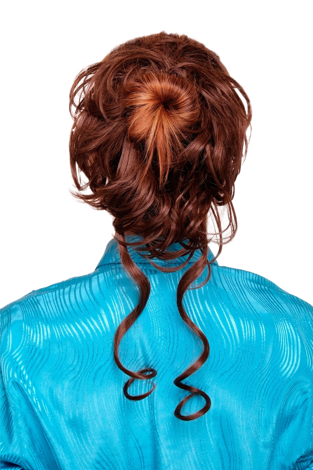 Hair Piece baroque voluminous wild curled scrunchy comb medium brown YZF-3072HT, front view, WIG ME UP: Your Perücken Online Shop Ponytails, Brown, curled, shoulder-length