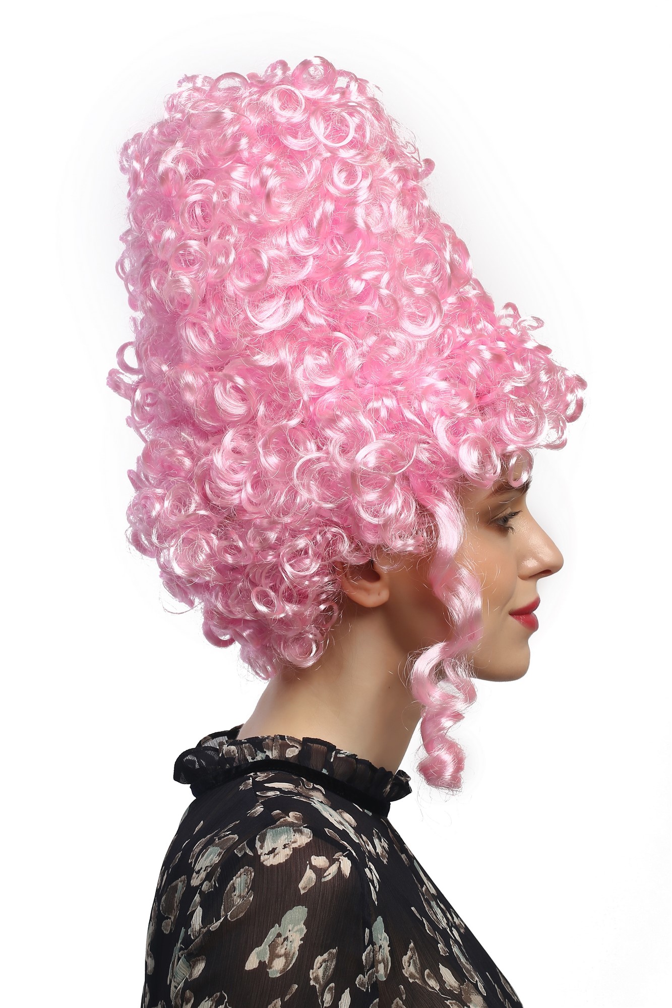Lady Party Wig Halloween historic Cosplay Baroque Renaissance Victorian towering light pink beehive, view 3, WIG ME UP: Your Perücken Online Shop Party Wig, Ladies, Pink, curled, shoulder-length