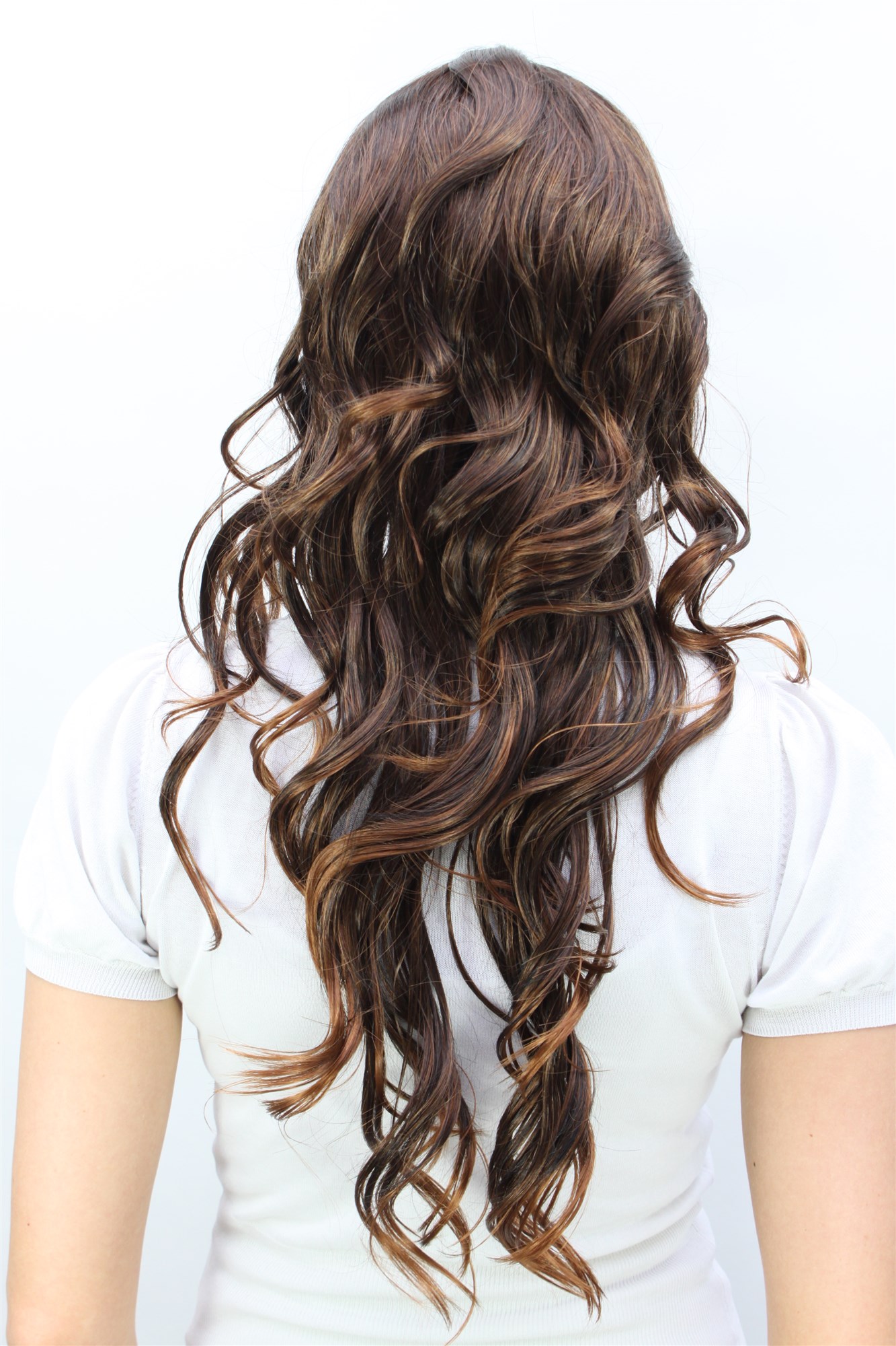 hochwertige Qualitätsperücken, Damenperücke braun gesträhnt langes Haar 6004A-2T30, Ansicht 3, WIG ME UP: Ihr Perücken Online Shop wellige Tressen-Perücke mit Kopfhaut-Imitat Braun lange Haare für Damen