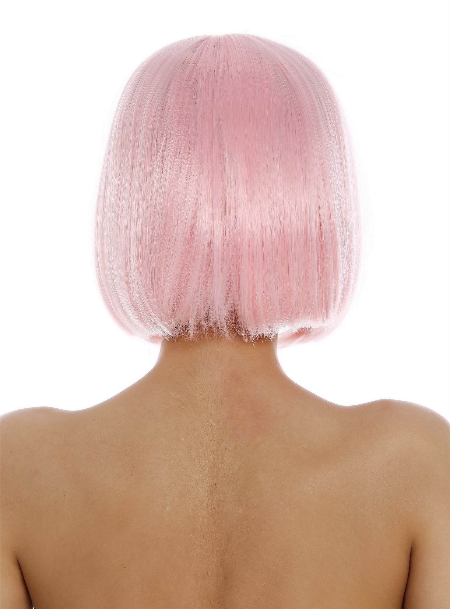 hochwertige Qualitätsperücken, Perücke Damen Bobfrisur Long Bob Pony glatt helles Rosa 7803-T2333, Ansicht 4, WIG ME UP: Ihr Perücken Online Shop glatte Tressen-Perücke Hellrosa kurze Haare für Damen