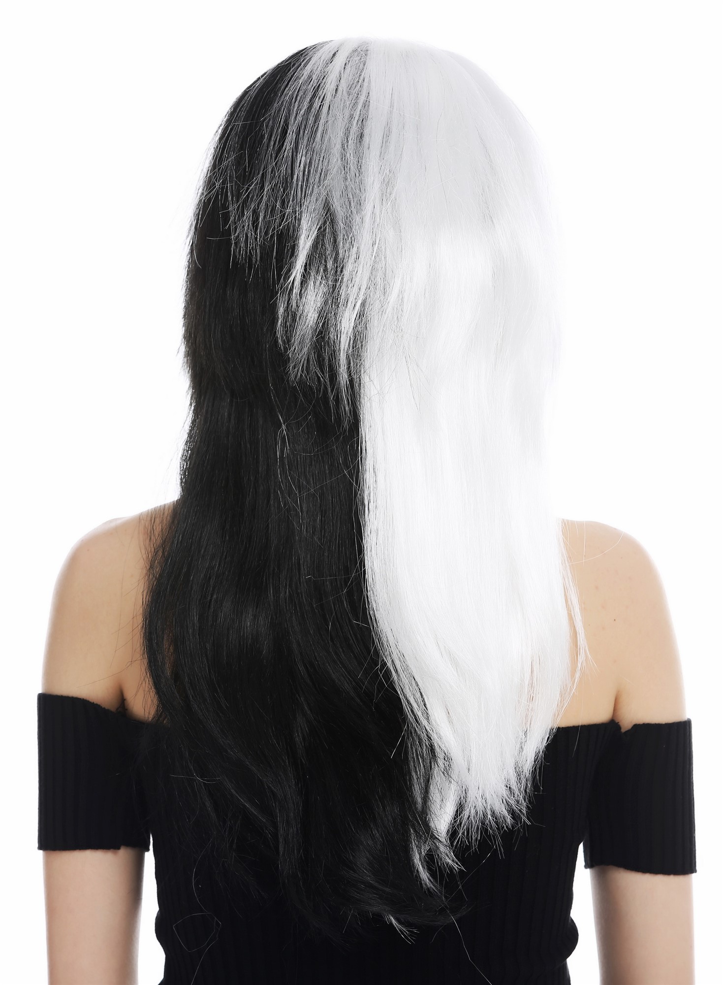 Women's wig Halloween long middle parting vamp black white half half EW-8059, view 6, WIG ME UP: Your Perücken Online Shop Party Wig, Ladies, deep black and white mix, straight, long
