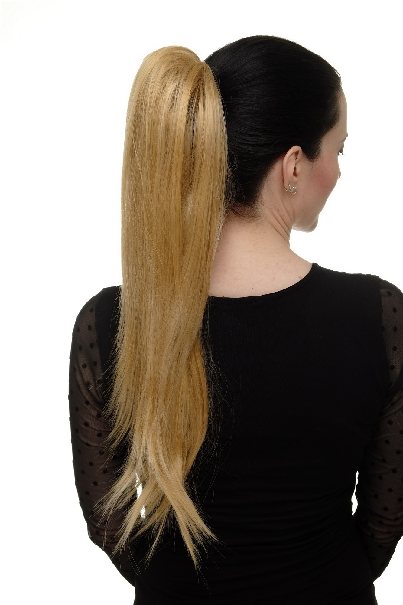 Ponytail clamp combs draw string straight voluminous very long blonde mix WK06, view 4, WIG ME UP: Your Perücken Online Shop Ponytails, golden blonde-light blonde mix, straight, long