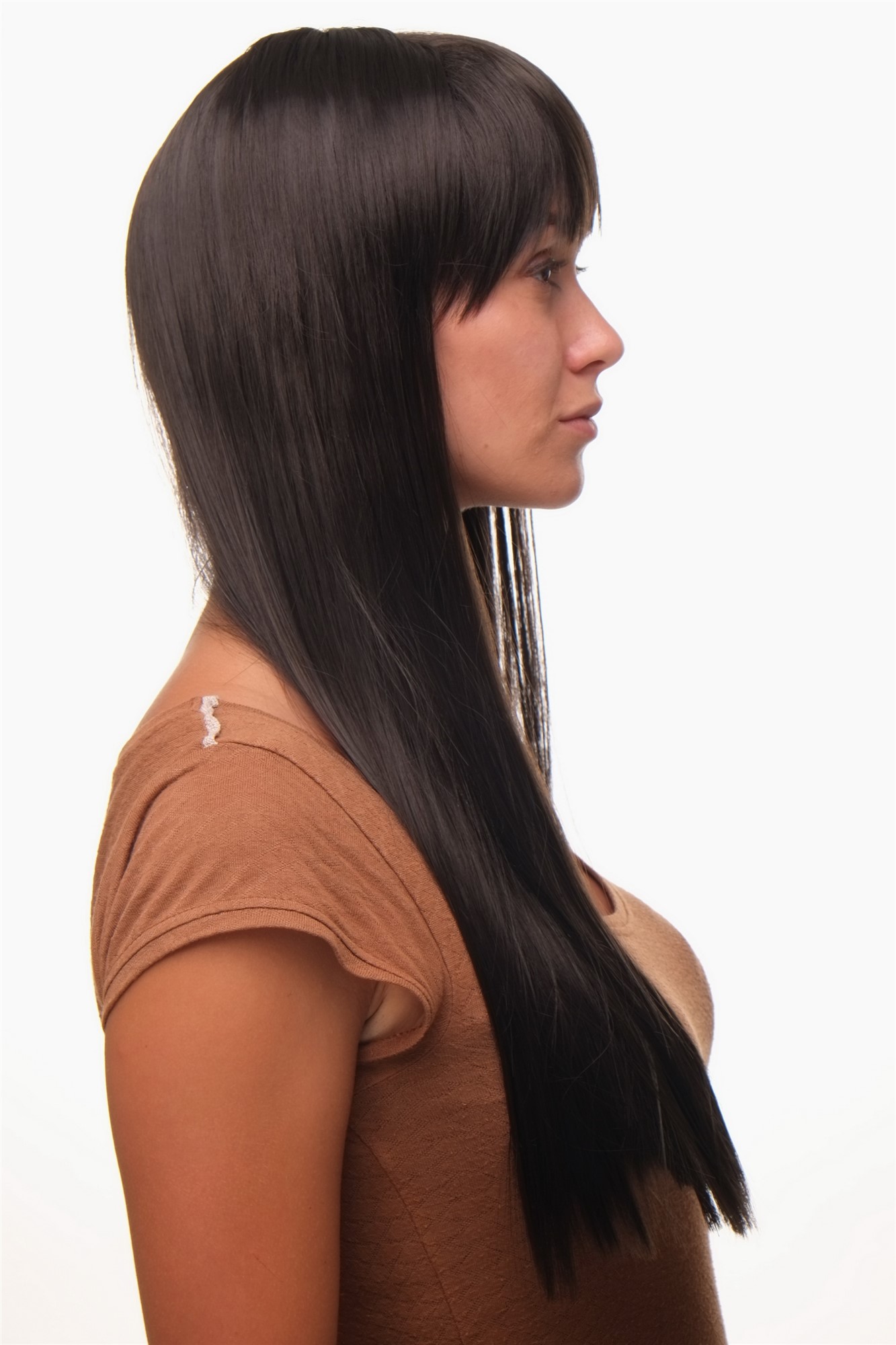 WIG ME UP ® GFW373-4 Sexy Lady  Wig long straight fringe bangs dark brown 23", view 2, WIG ME UP: Your Perücken Online Shop Quality Wigs, Ladies, dark brown, straight, long