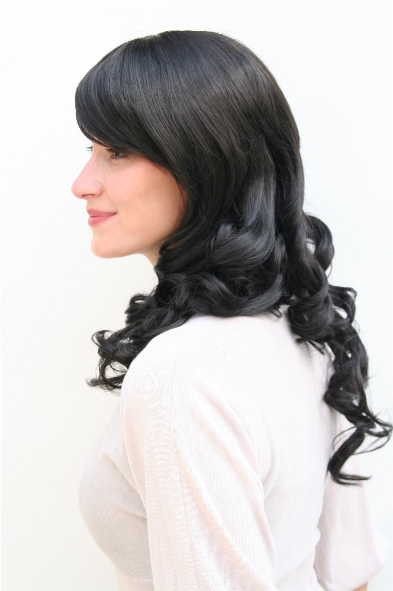 BEAUTIFUL black Lady  Wig CUTE PARTING long slight CORKSKREW curls (9210L Colour 2), view 4, WIG ME UP: Your Perücken Online Shop Quality Wigs, Ladies, velvet black, curled, long