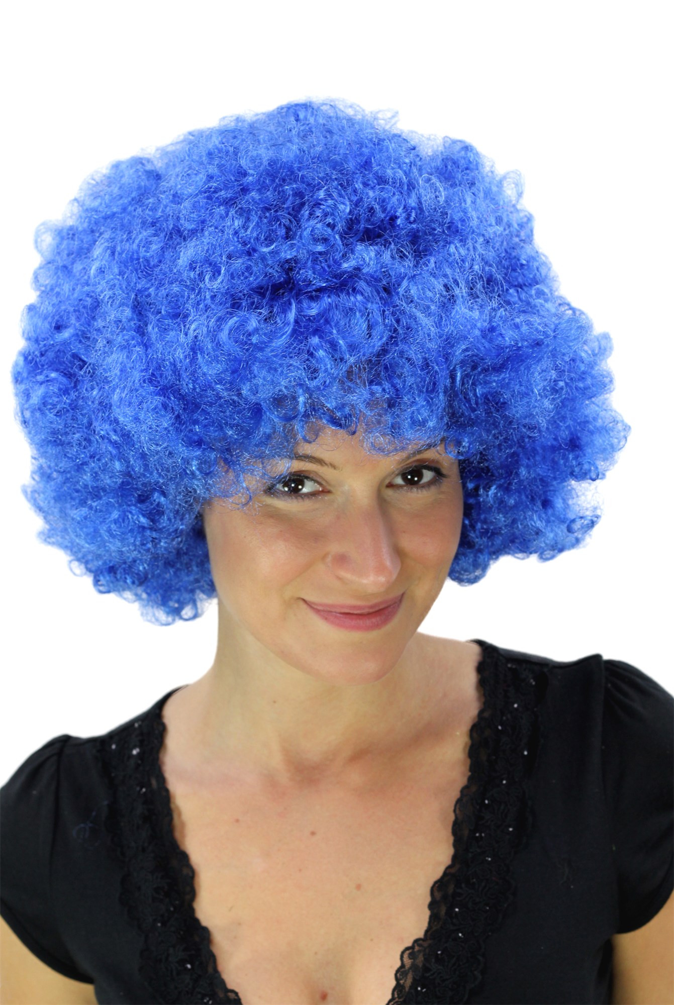 Party Halloween Soccer wig super volume blue disco afro funky huge  PW0011, view 2, WIG ME UP: Your Perücken Online Shop Party Wig, Unisex, Blue, curled, short