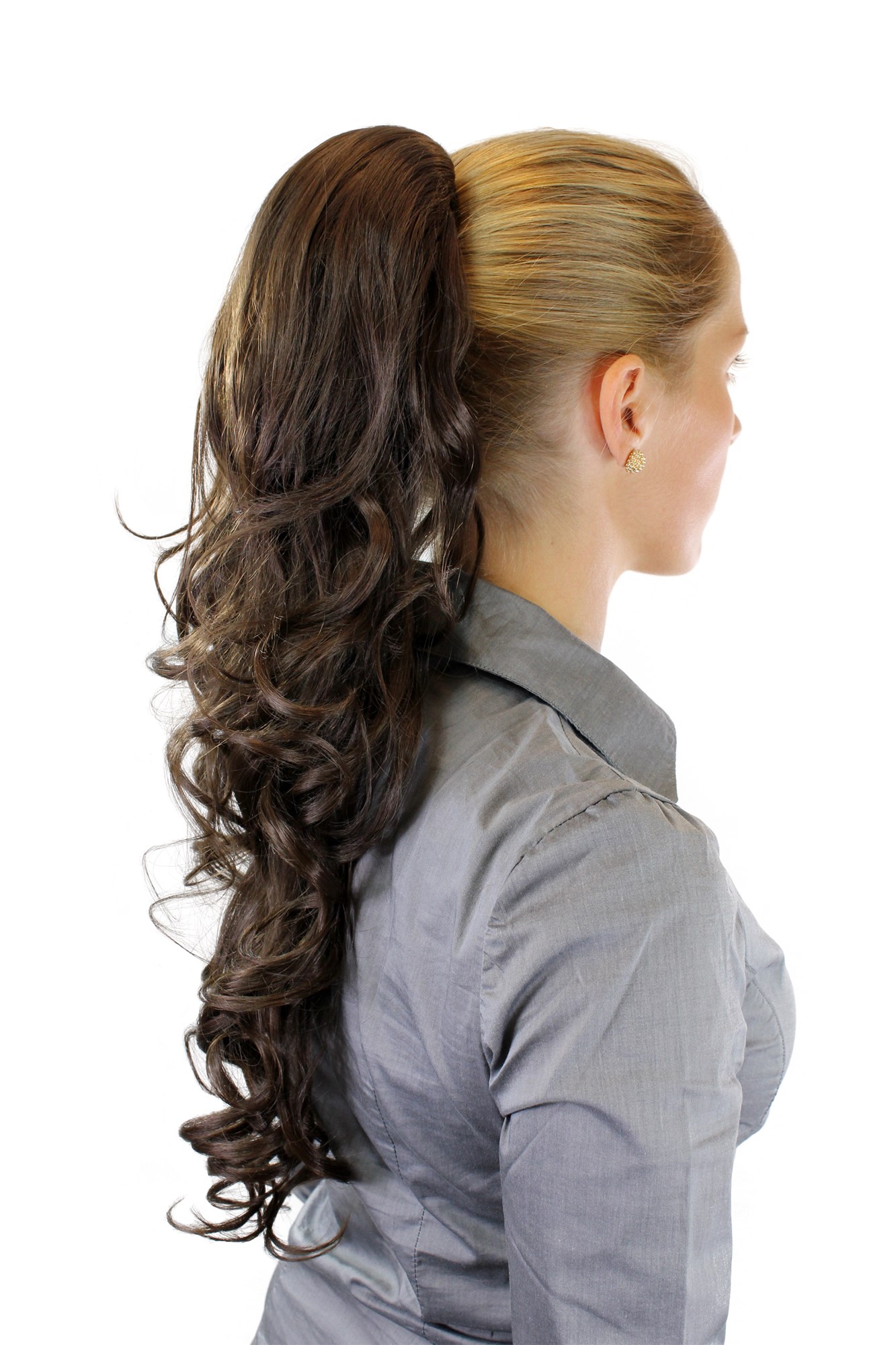 Hairpiece PONYTAIL extension VERY long AMAZING volume BROWN slightly curly curls WK08-6, view 2, WIG ME UP: Your Perücken Online Shop Ponytails, Brown, curled, long