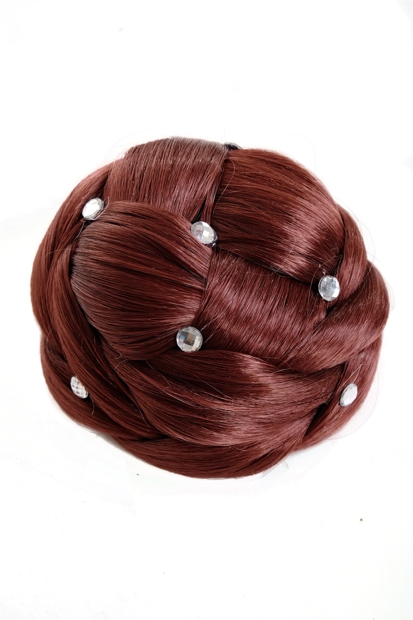 Dutt geflochten Strass Rotbraun JL-SZ01-35, Ansicht 3, WIG ME UP: Ihr Perücken Online Shop geflochtener Dutt Haarteil Mahagoni hell