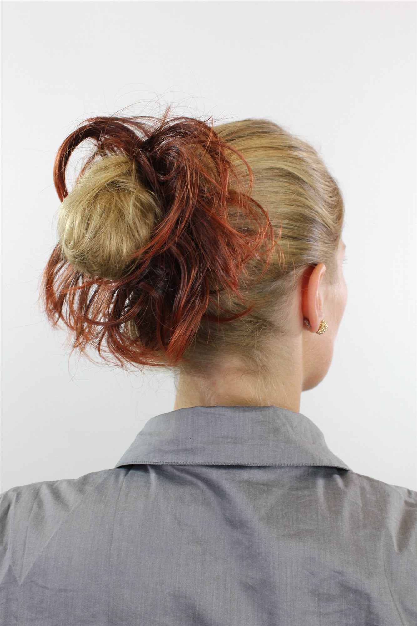 Scrunchie, red mix, curled, short