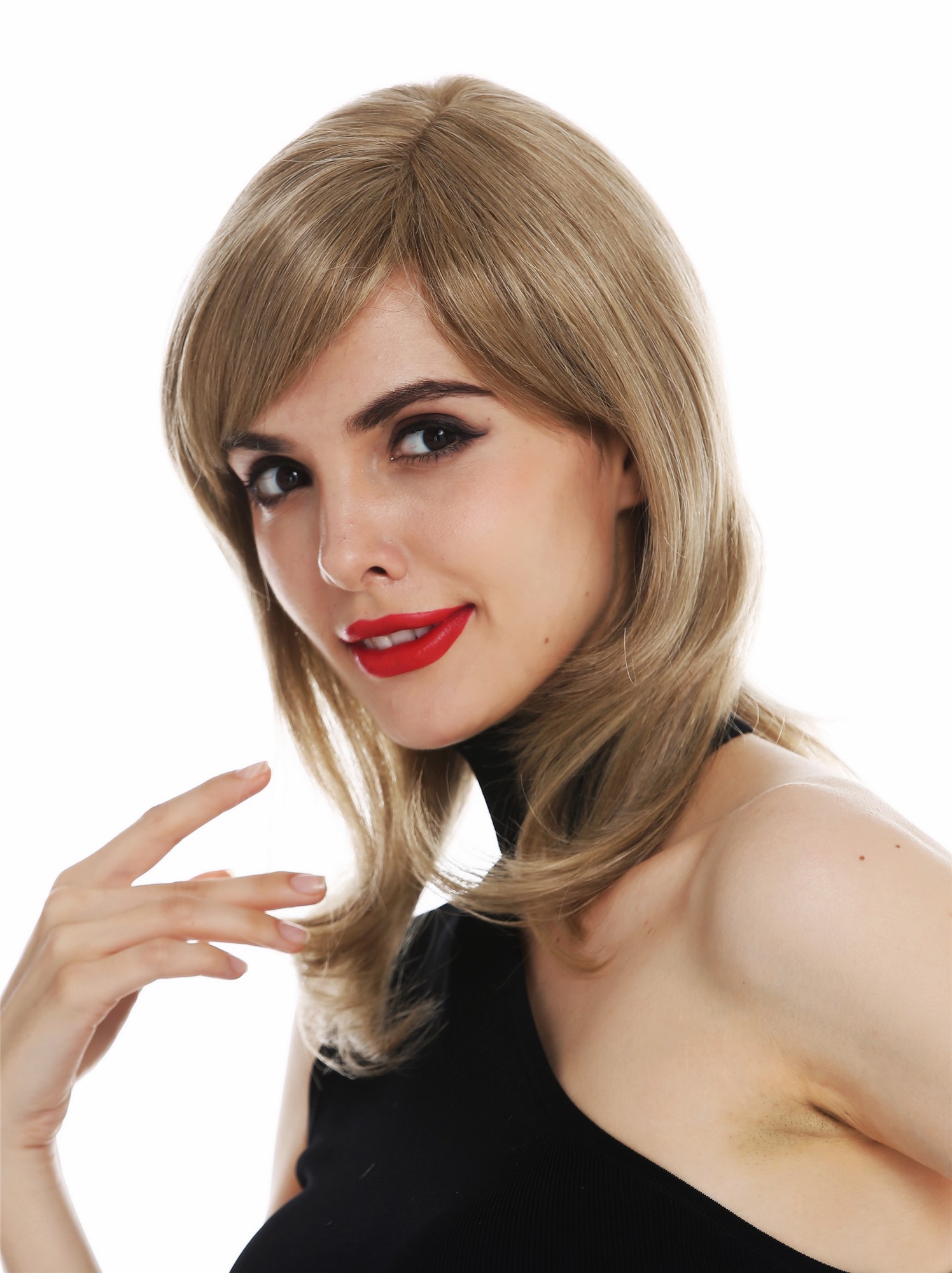 Lady wig mono parting shoulder length sleek dark blonde highlights DW2283-HS-MT, view 3, WIG ME UP: Your Perücken Online Shop Quality Wigs, Ladies, blond mix, straight, shoulder-length