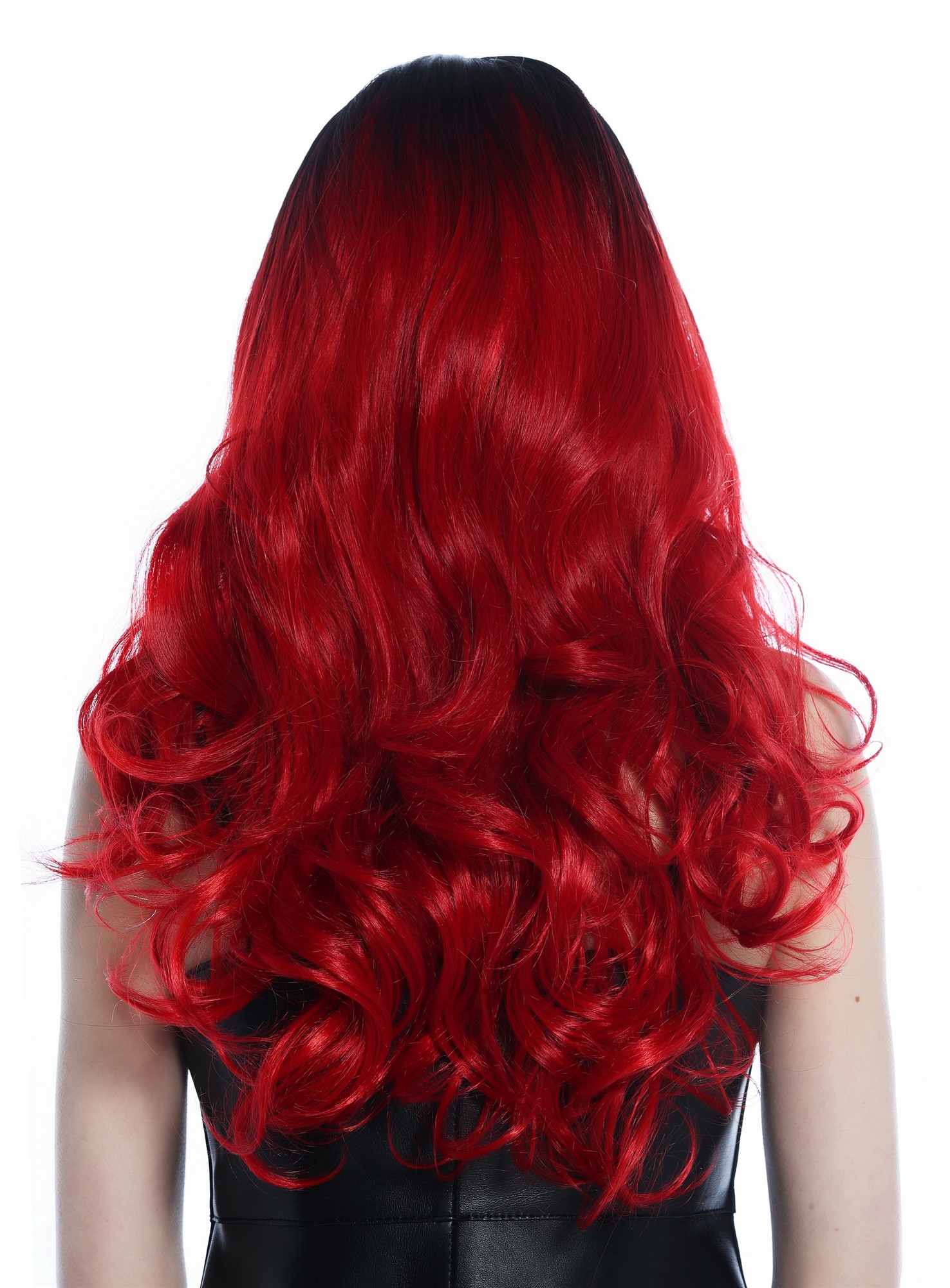 Women's Wig lady long wavy middle-parting ombre black to red ZM-1001, view 5, WIG ME UP: Your Perücken Online Shop Quality Wigs, Ladies, black-red gradient, wavy, long