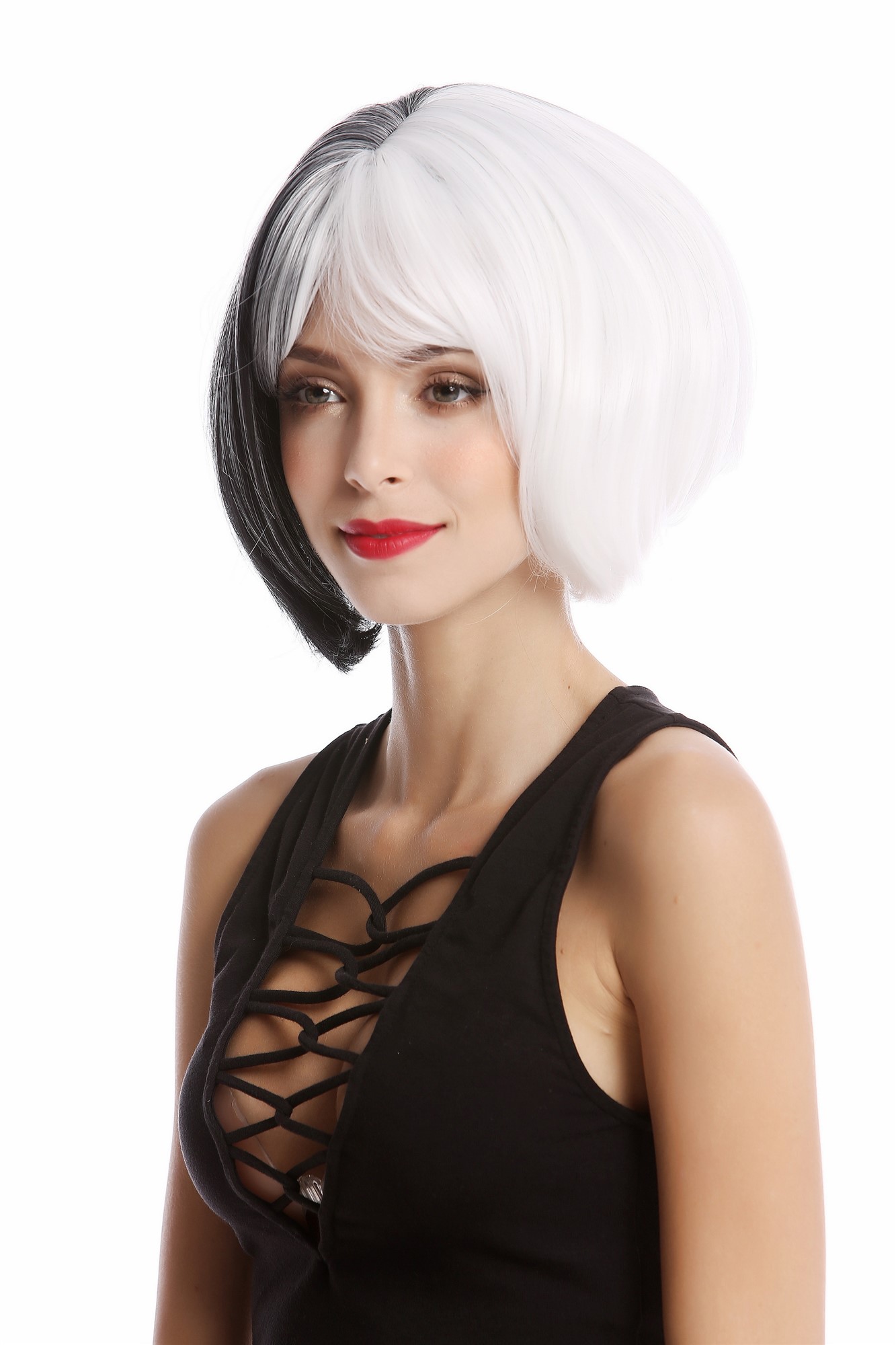 Quality Wigs, Ladies, white-black mix, straight, short