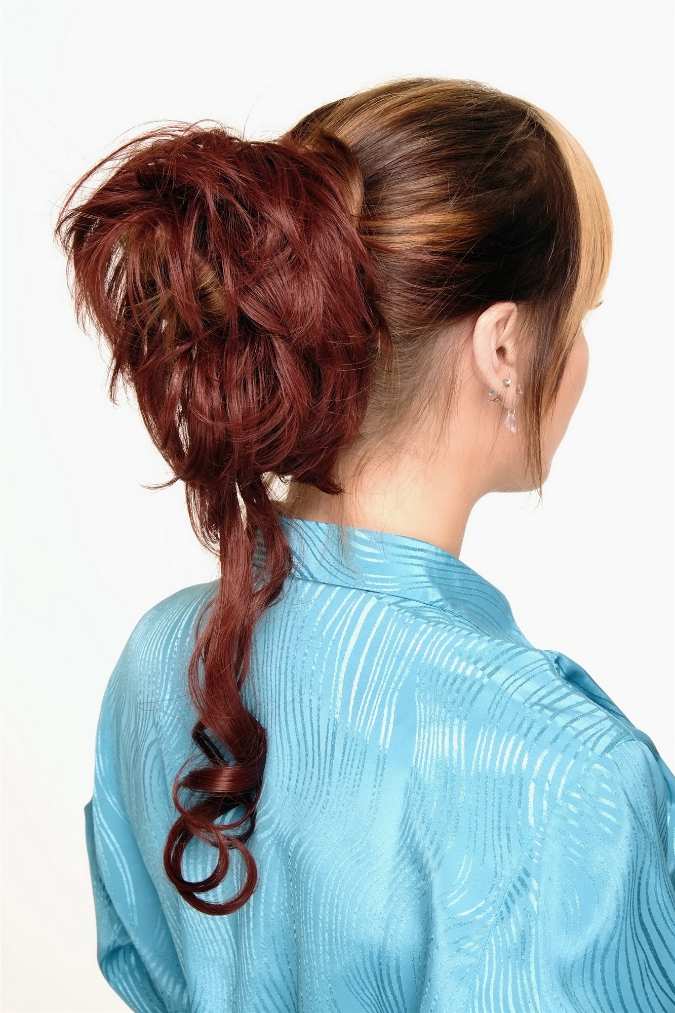 Hair Piece baroque voluminous wild curled scrunchy comb dark auburn YZF-3072HT, view 2, WIG ME UP: Your Perücken Online Shop Ponytails, Red, curled, shoulder-length