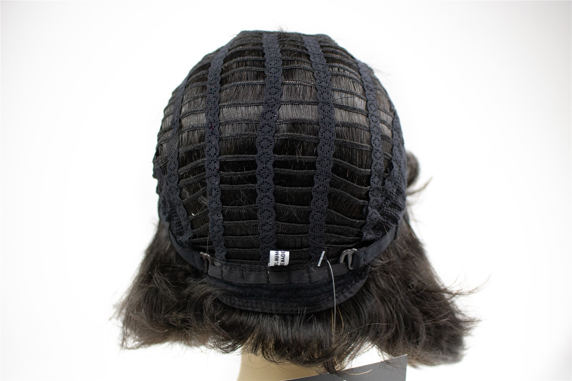 hochwertige Qualitätsperücken, Perücke Echthaar kurz Bob glatt Pony Schwarz VK-57-HH-1B, Ansicht 5, WIG ME UP: Ihr Perücken Online Shop glatte Tressen-Perücke Echthaar Samtschwarz kurze Haare für Damen