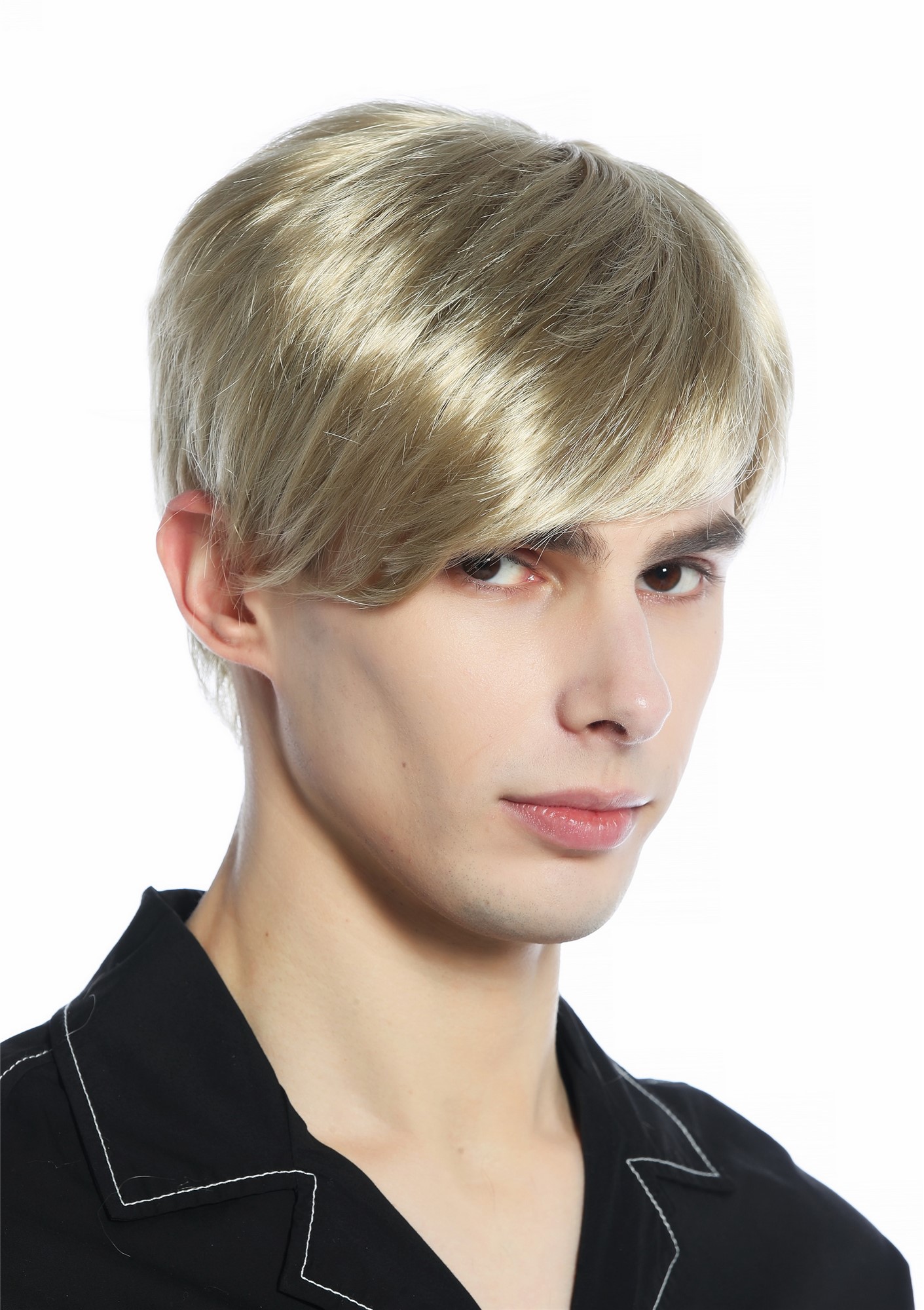 hochwertige Qualitätsperücken, Perücke Herren kurz glatt gescheitelt Scheitel Aschblond M230-24, Ansicht 3, WIG ME UP: Ihr Perücken Online Shop glatte Tressen-Perücke Aschblond kurze Haare für Herren