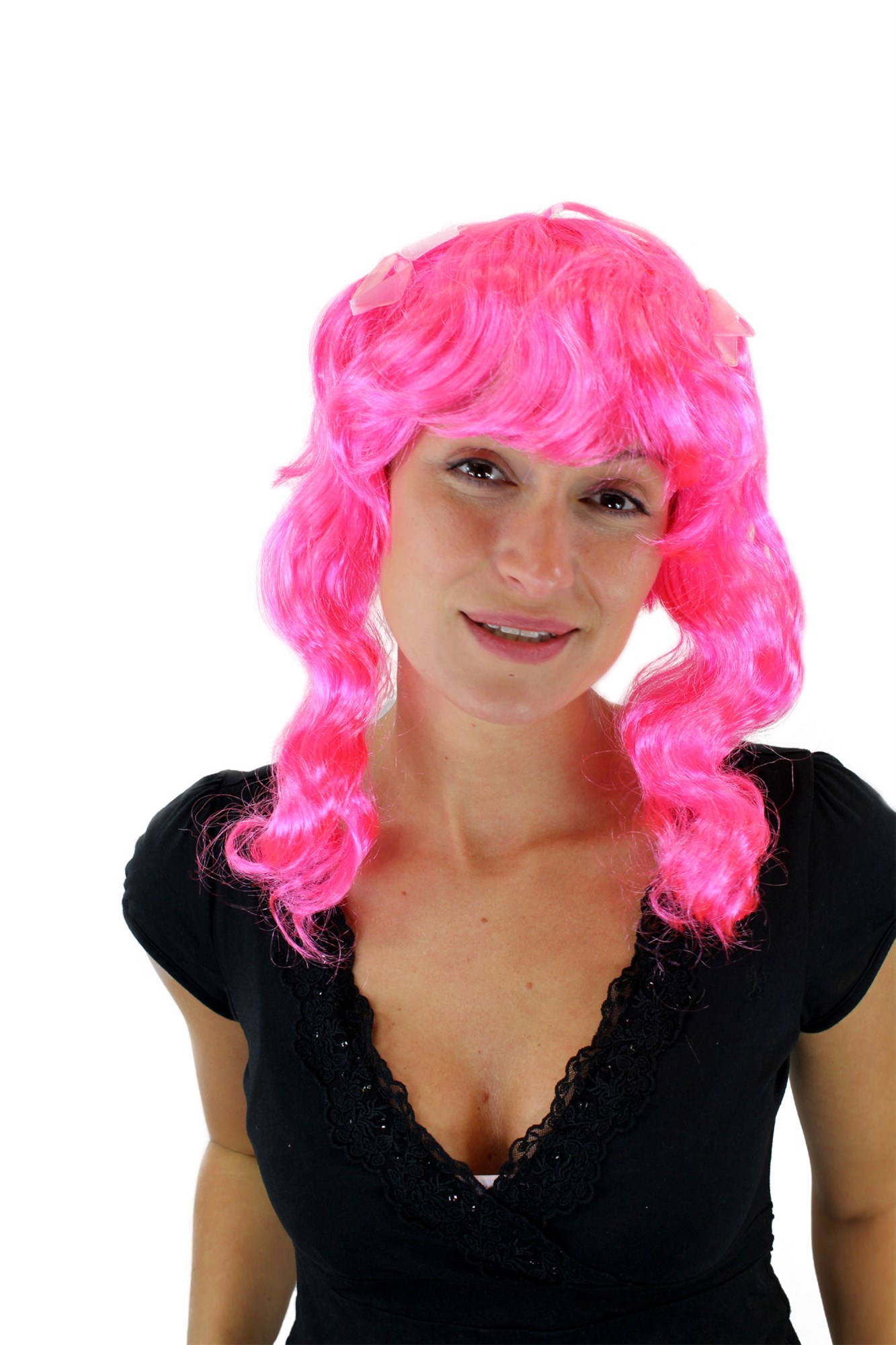 günstige Party Perücke, Perücke Pink Cosplay Gothic Lolita VZ065, Vorderansicht, WIG ME UP: Ihr Perücken Online Shop lockige Party Perücke pink schulterlange Haare für Damen