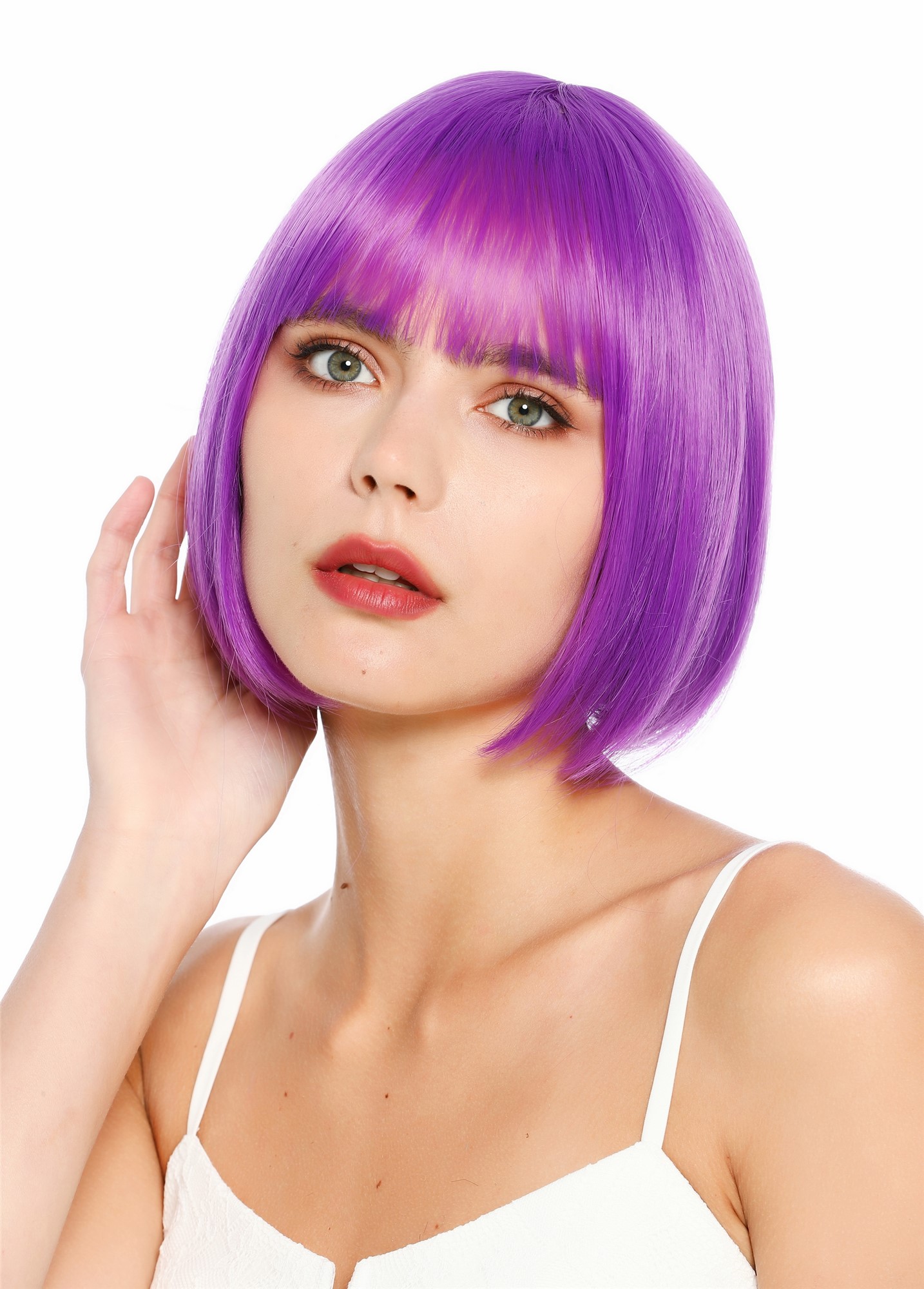 Damenperücke kurz Bob Pony glatt dunkles Lila SZL0751-DHT2411