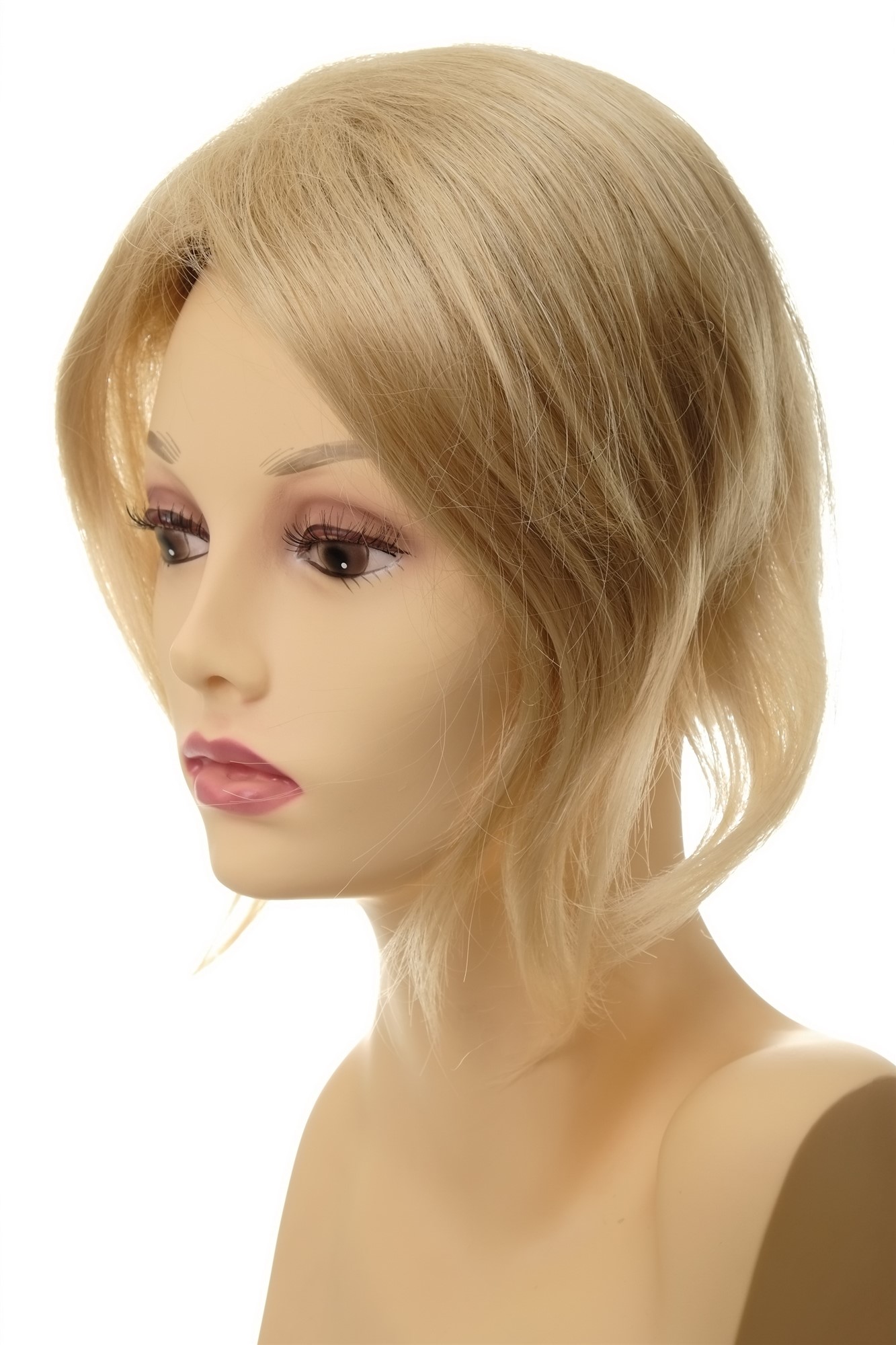 Toupee, golden blonde-platinum blonde mix, straight, short