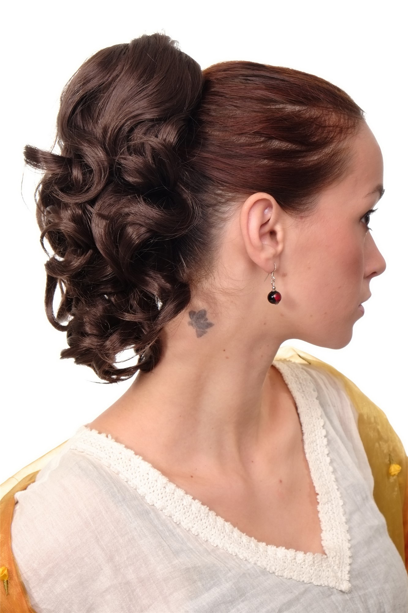 hochwertiges Haarteil gewellt halblang 1 Kamm + Gummizug mittleres Braun Modell: JL-3023, Ansicht 3, WIG ME UP: Ihr Perücken Online Shop welliges Zopf-Haarteil Mittel-Goldbraun 35 cm lang